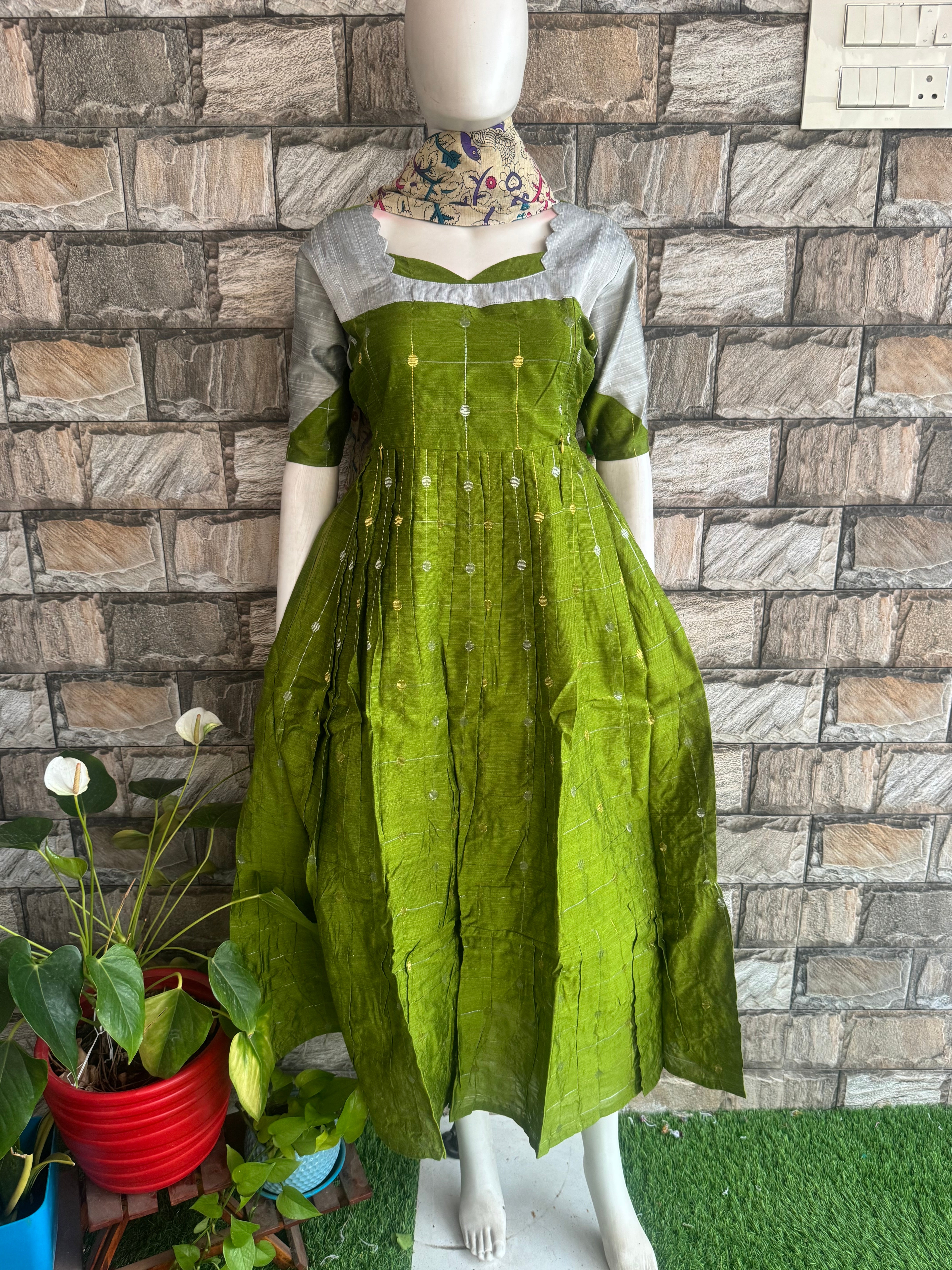 Festive wear Maternity raw silk maxi Radha
