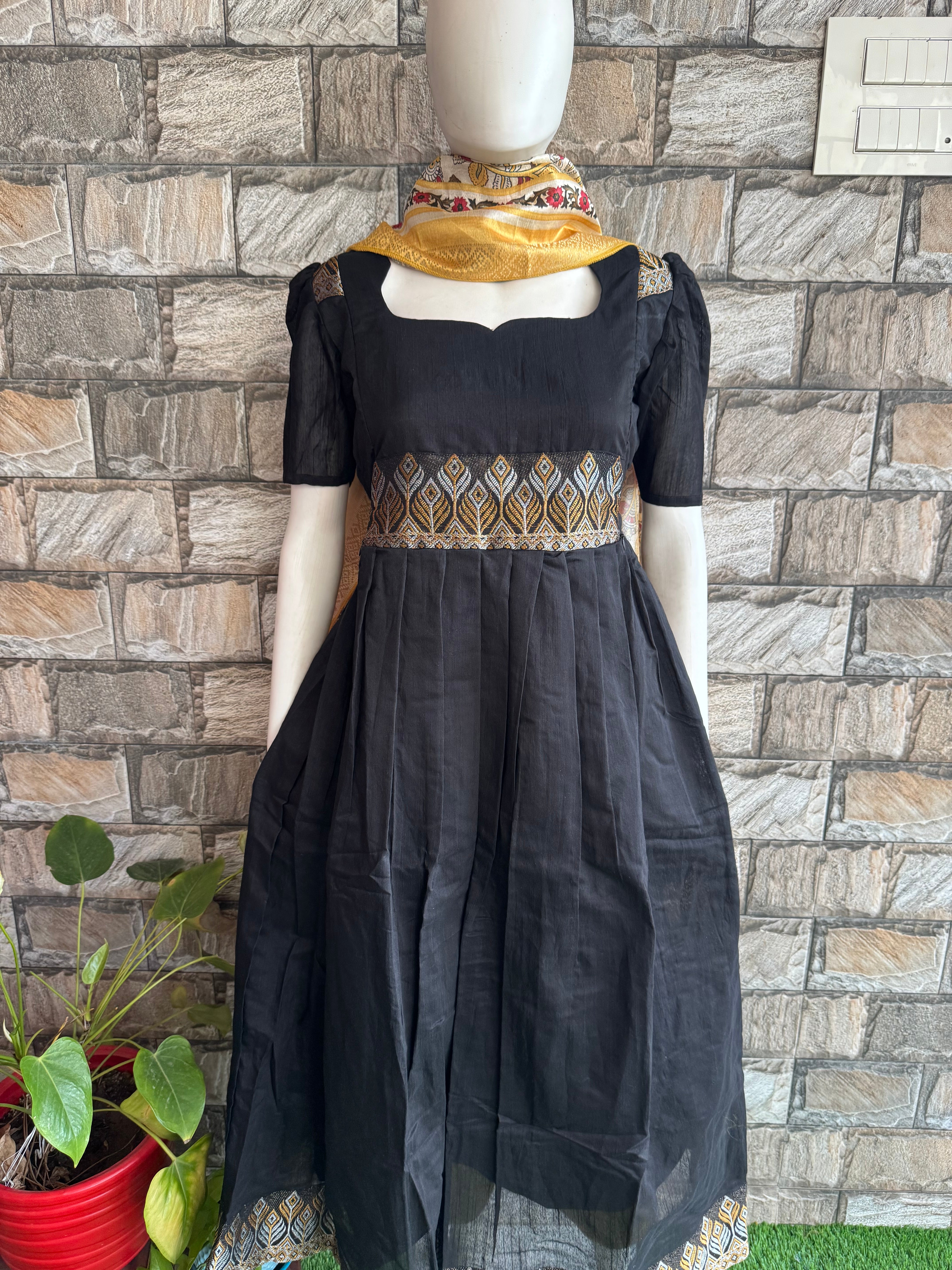 Festive wear Maternity raw silk maxi Black Beauty