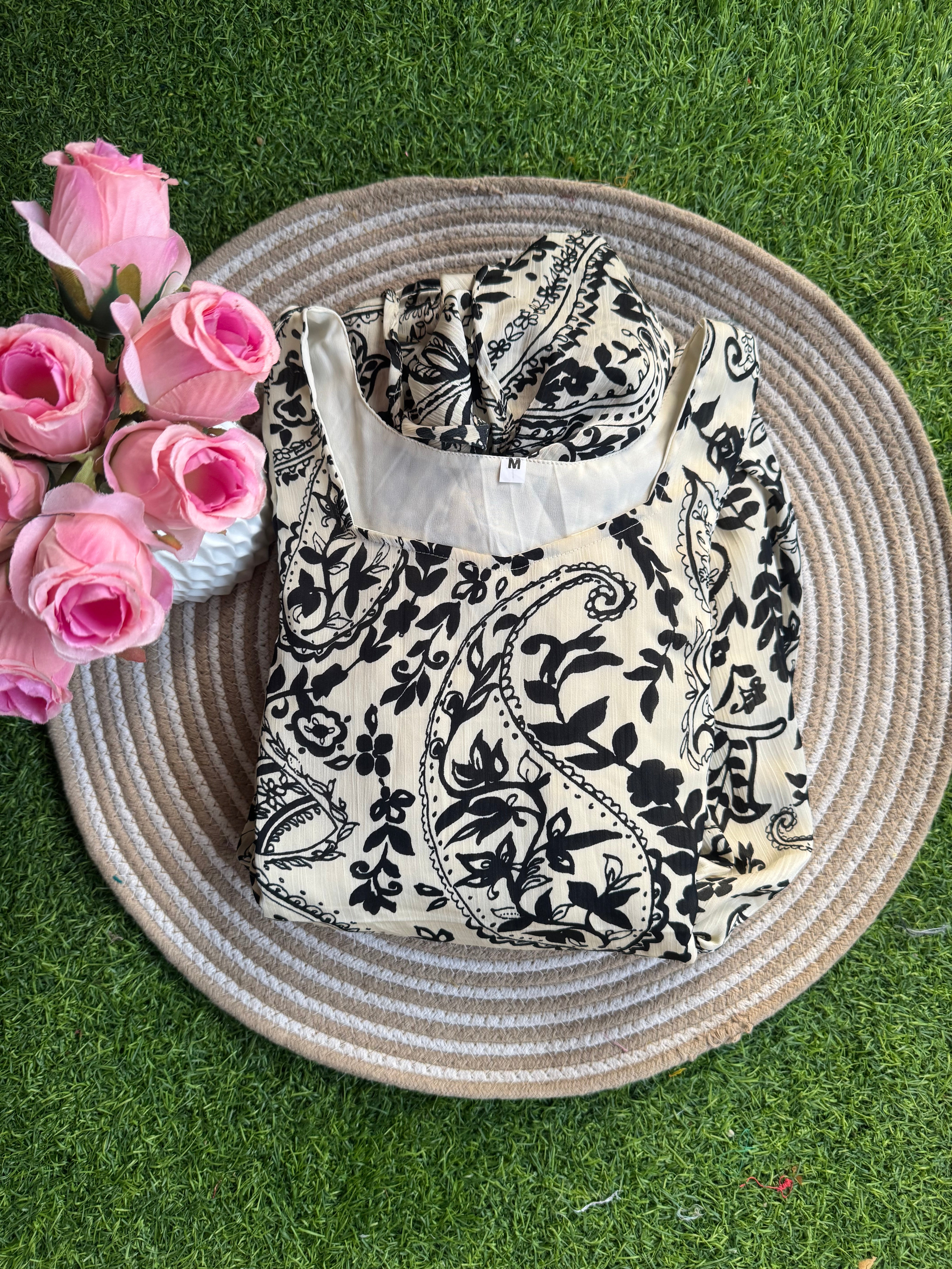 Kalamkari half white Delta Georgette Maternity Maxi