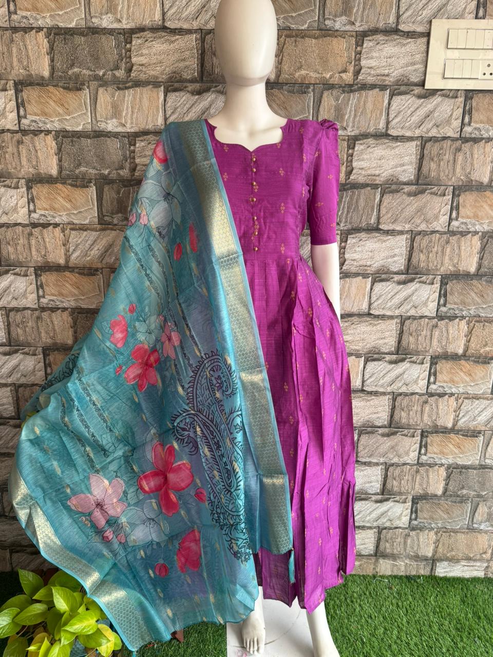 Sky Blue cotton Zari Dupatta