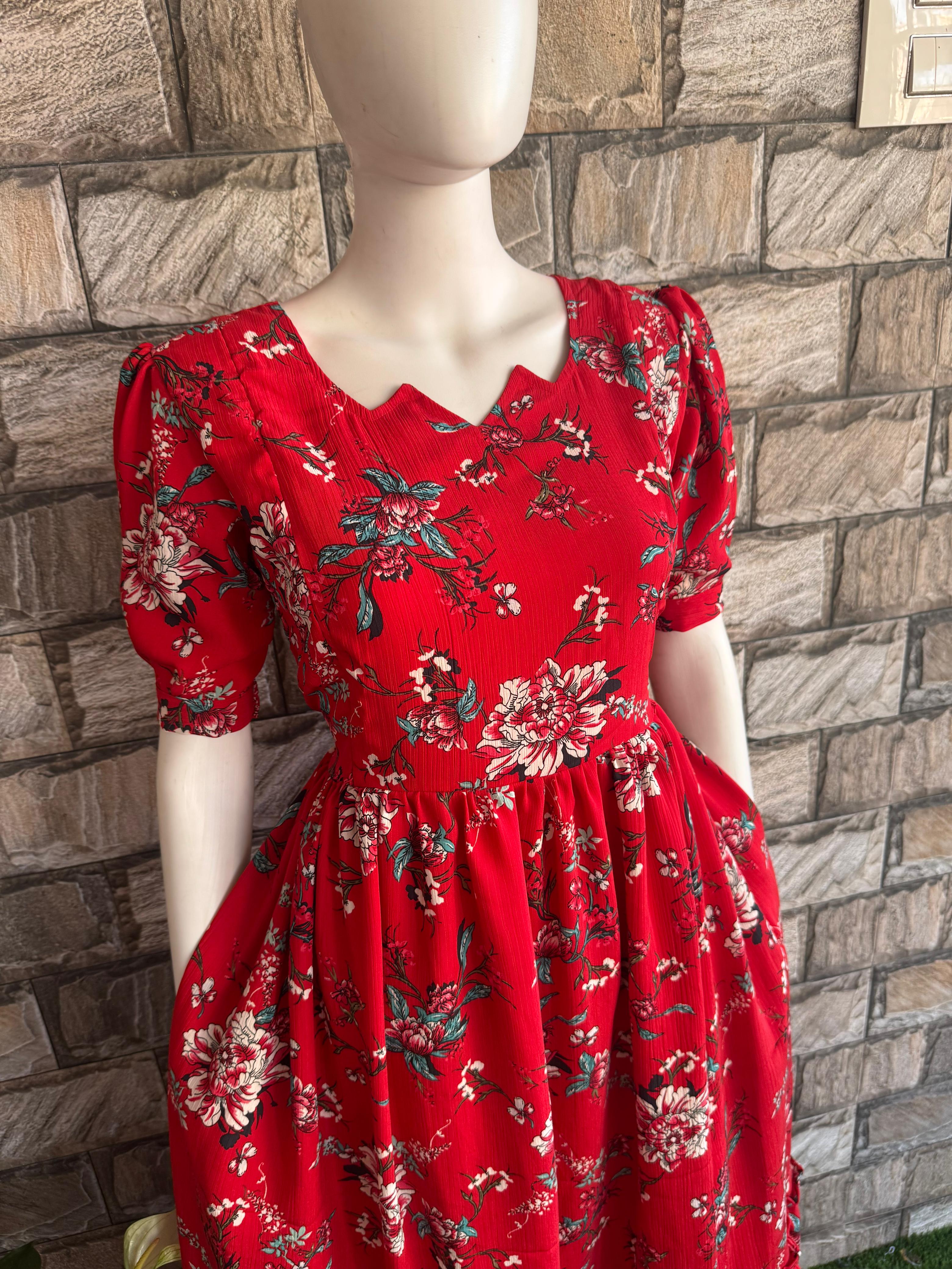 Red Delta Georgette maxi CF122