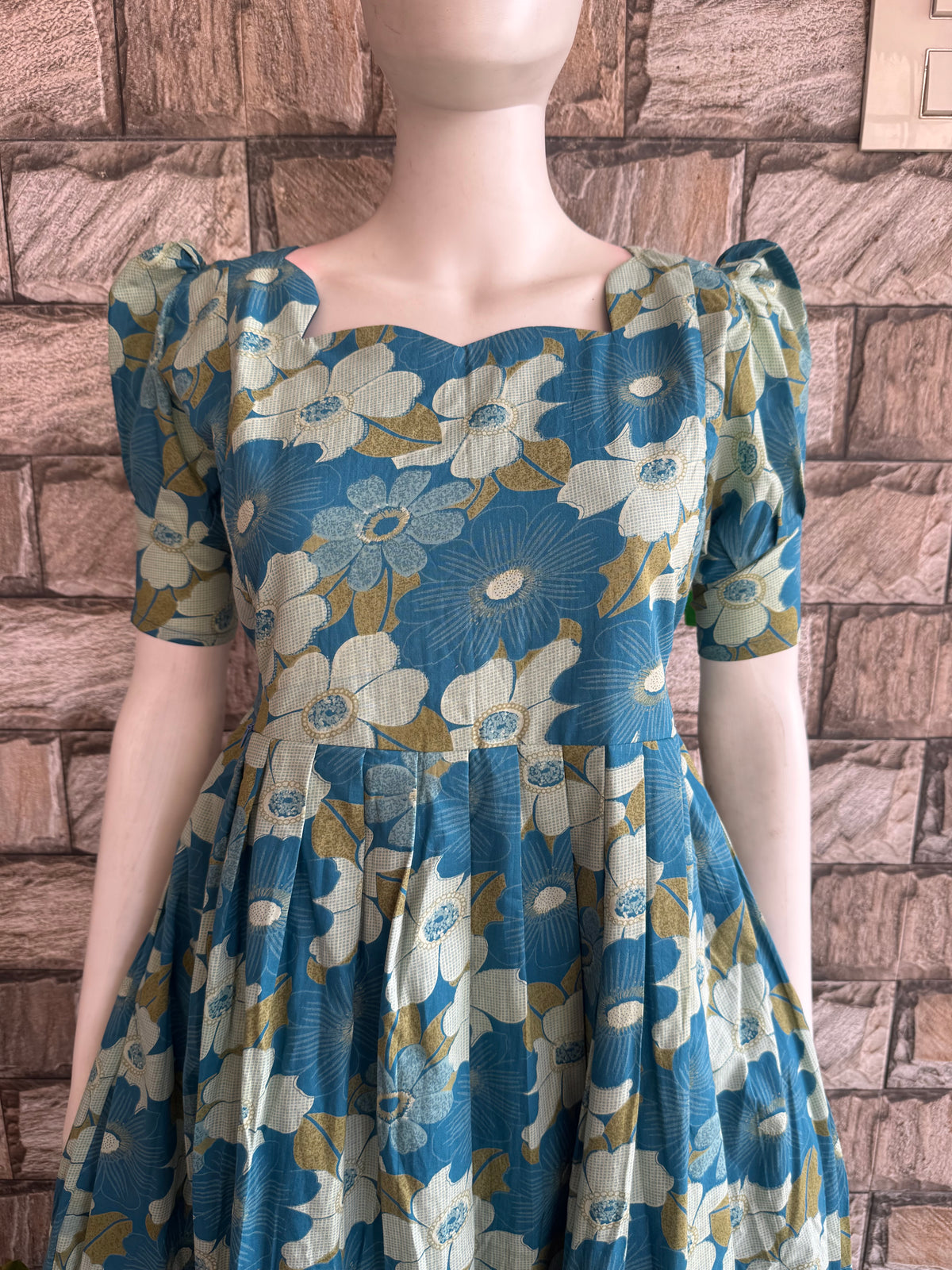 Soft cotton Maternity maxi faded Rama blue