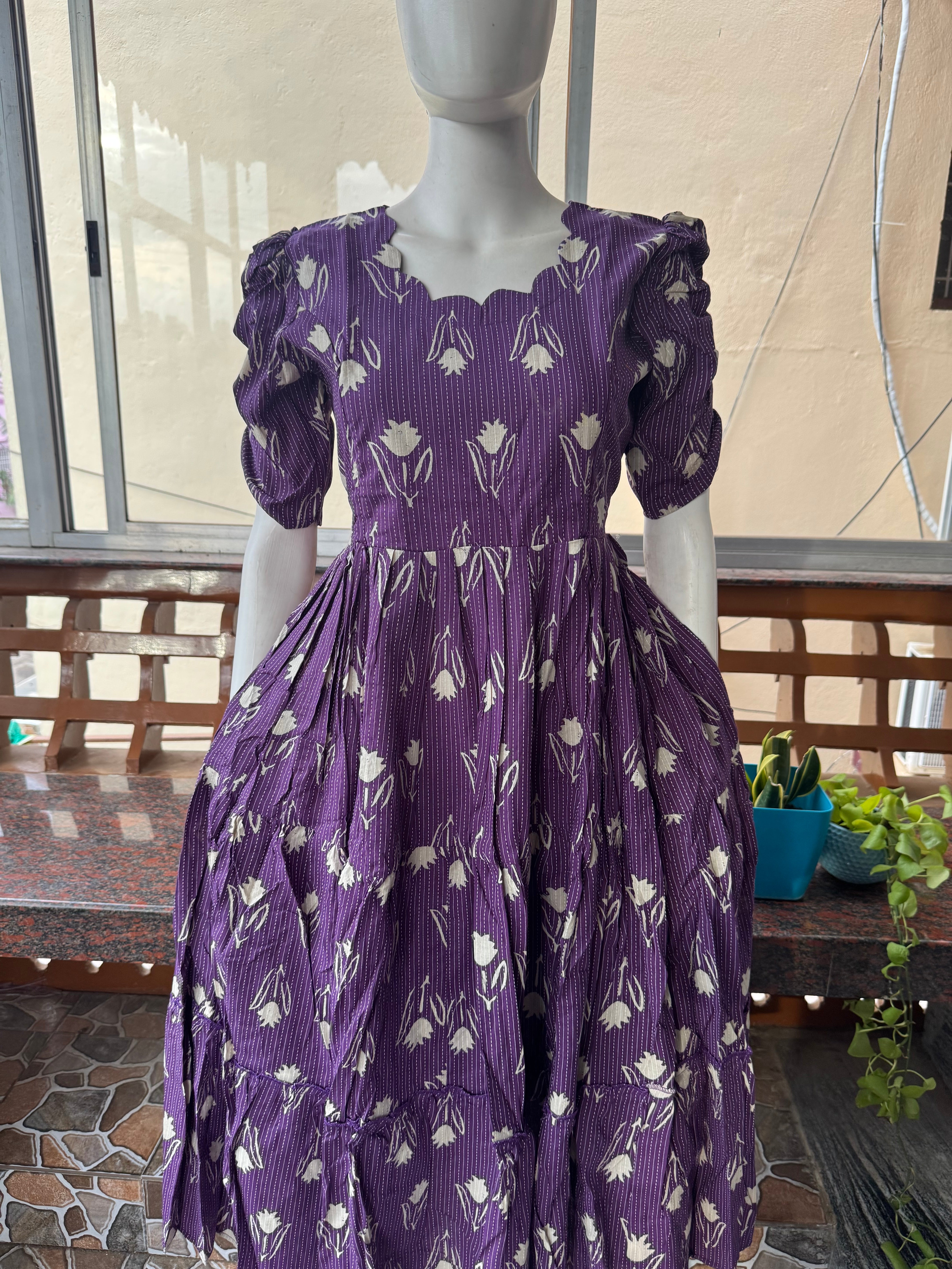 Soft kanta cotton Maternity Feeding  maxi - Pale Brinjal