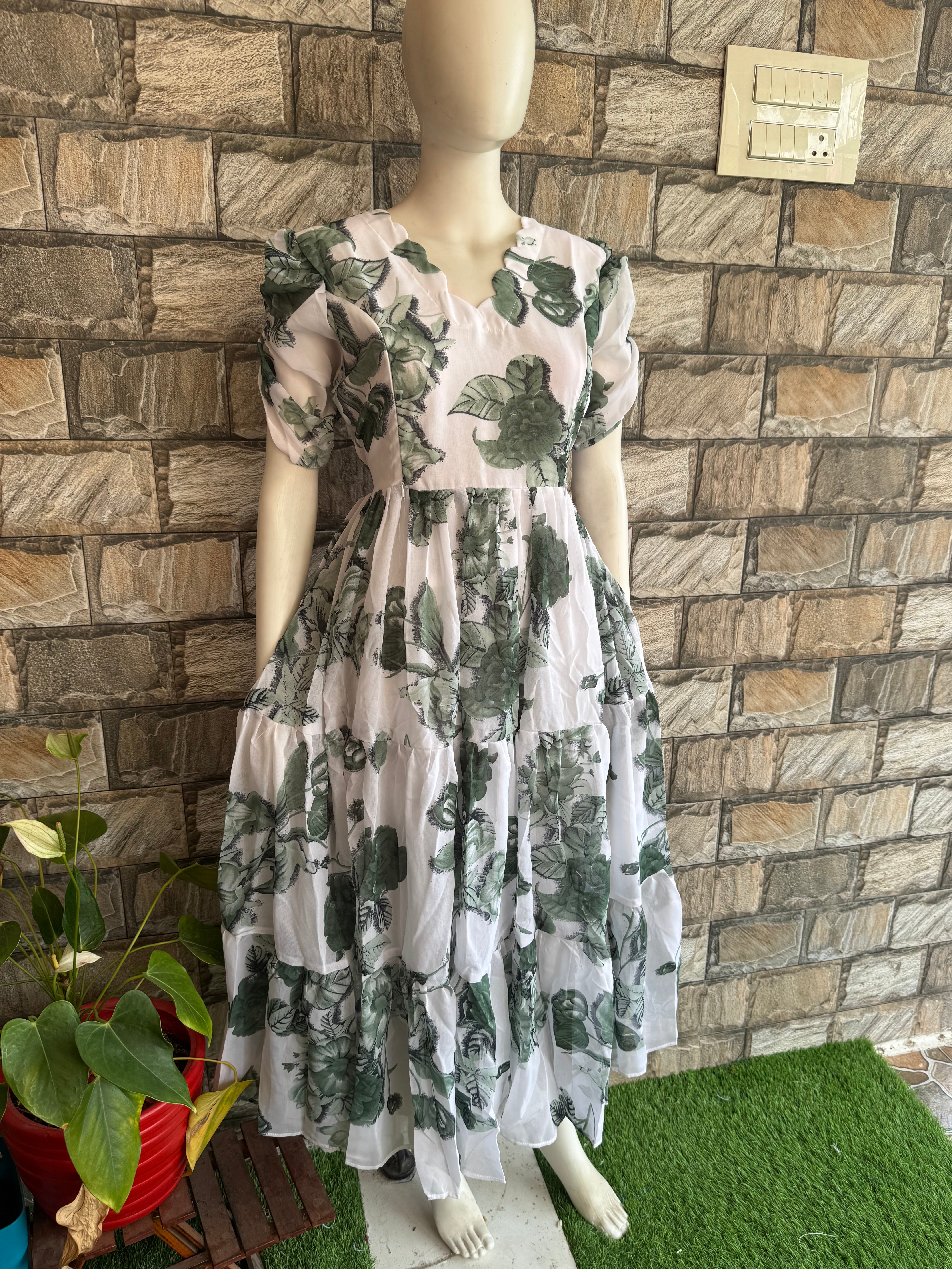 White Georgette maternity maxi