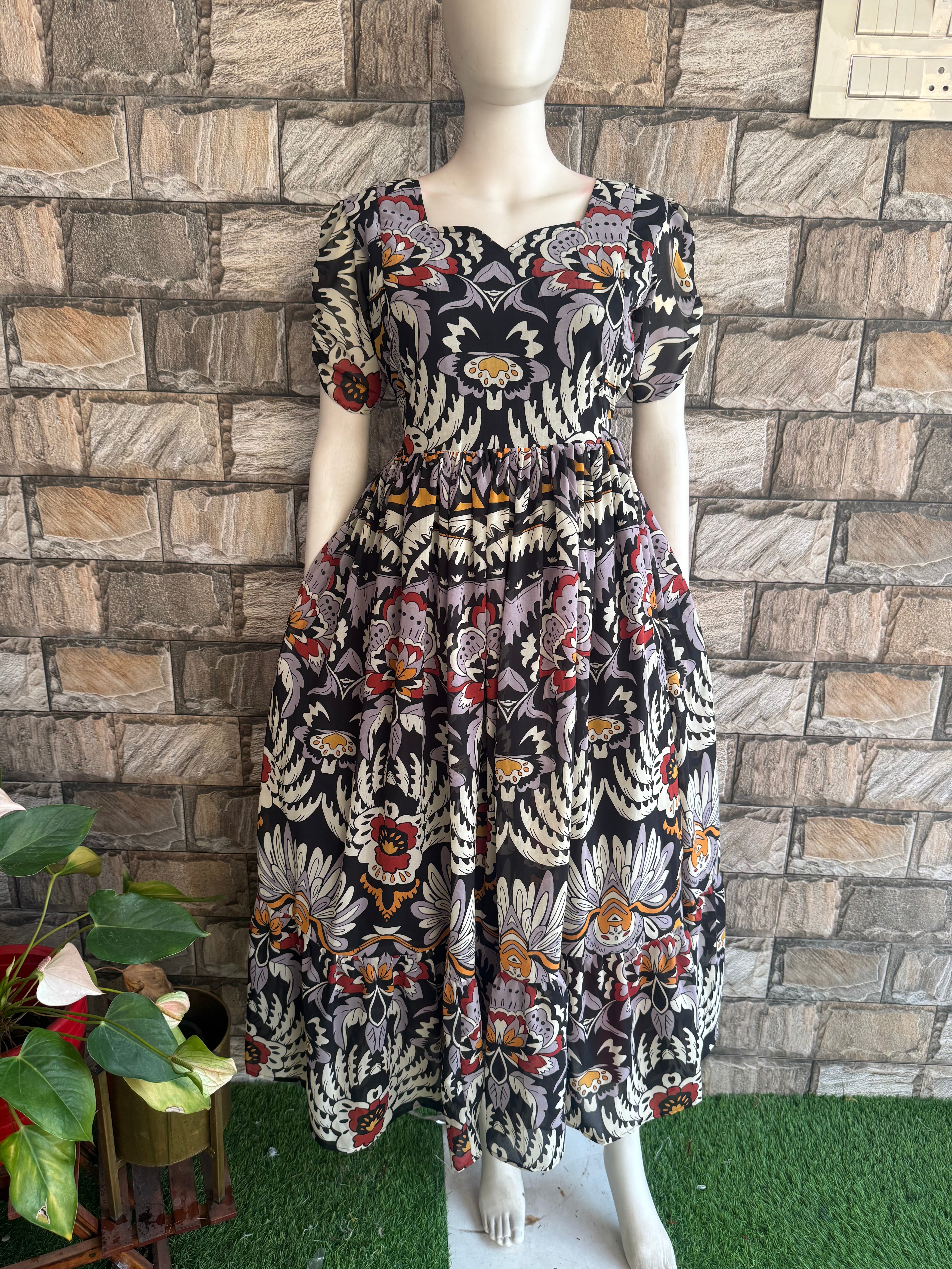 Black Kalamkari maternity Maxi