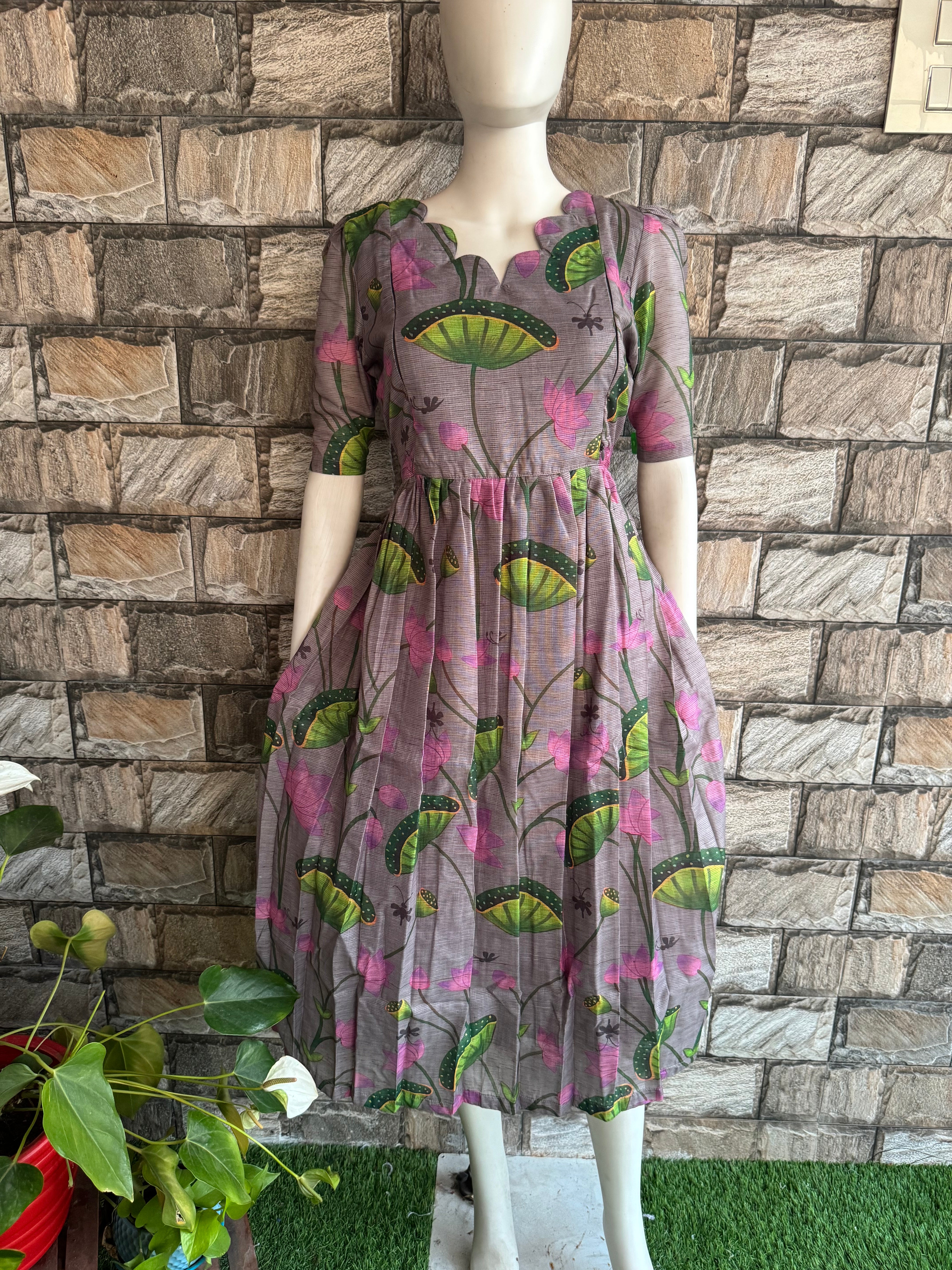 Linen Soft Cotton Maternity maxi Lotus