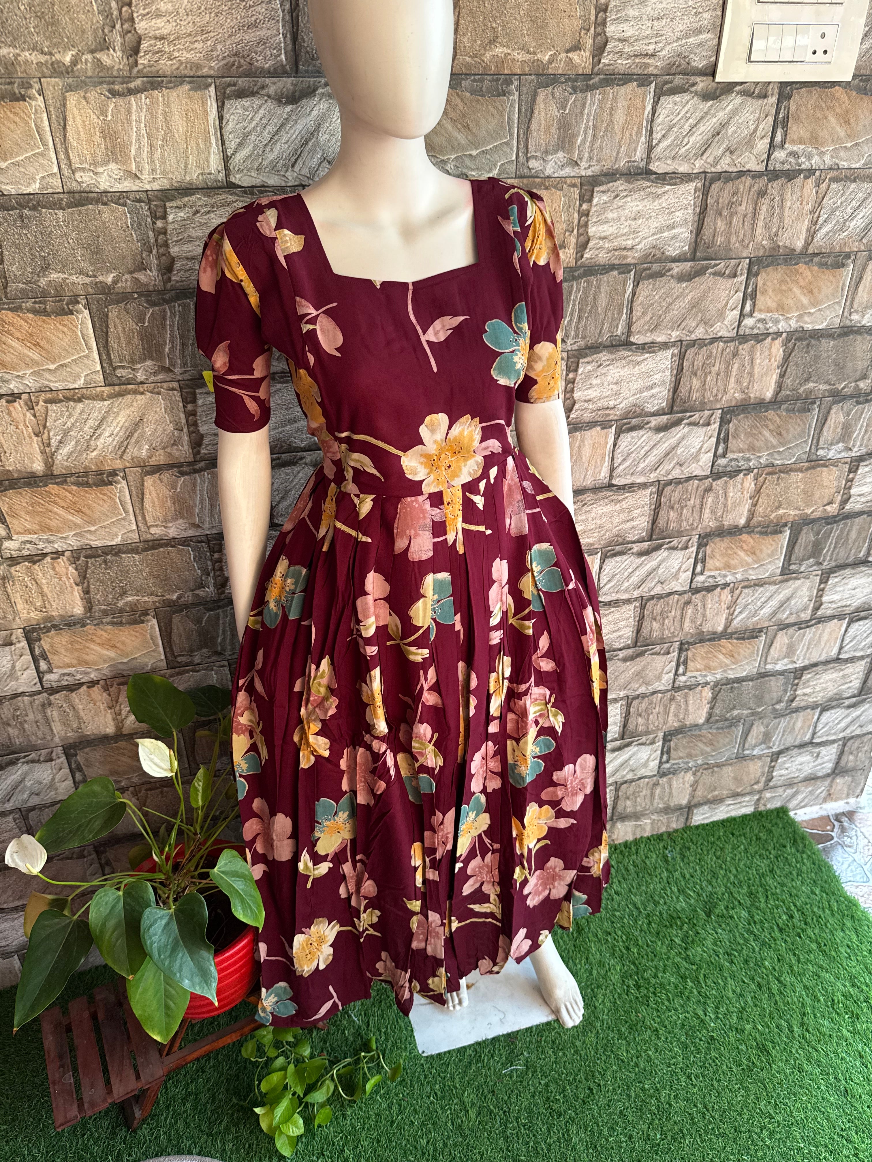Maroonish wine Slub soft cotton Maternity maxi