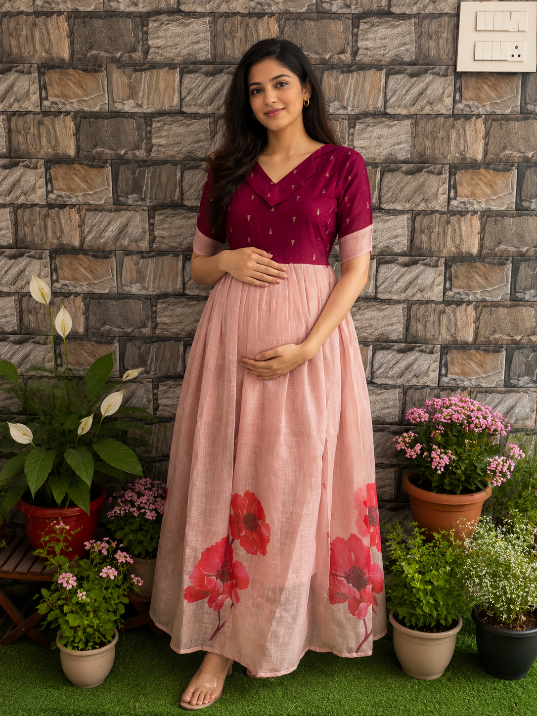 Festive Tissue Organza Tone Maternity maxi