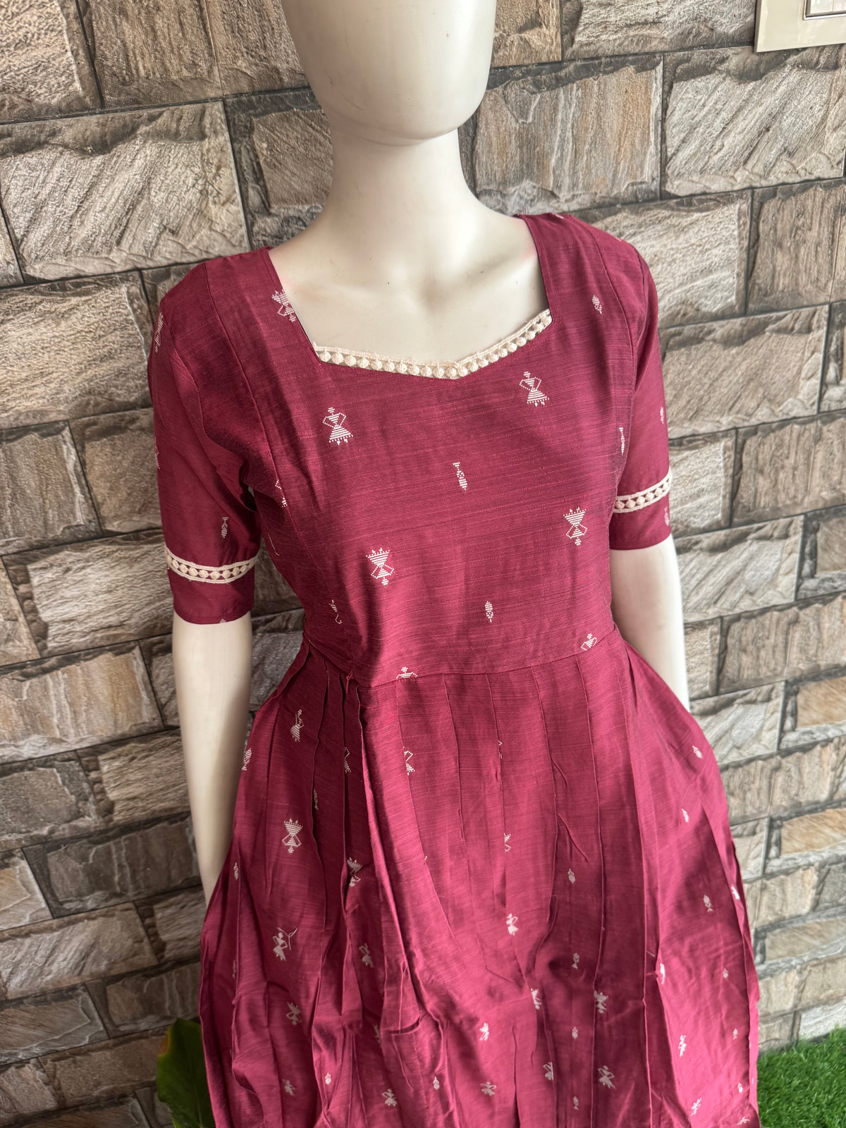 Diwali series Maternity raw silk maxi Dark onion peel- without Dupatta