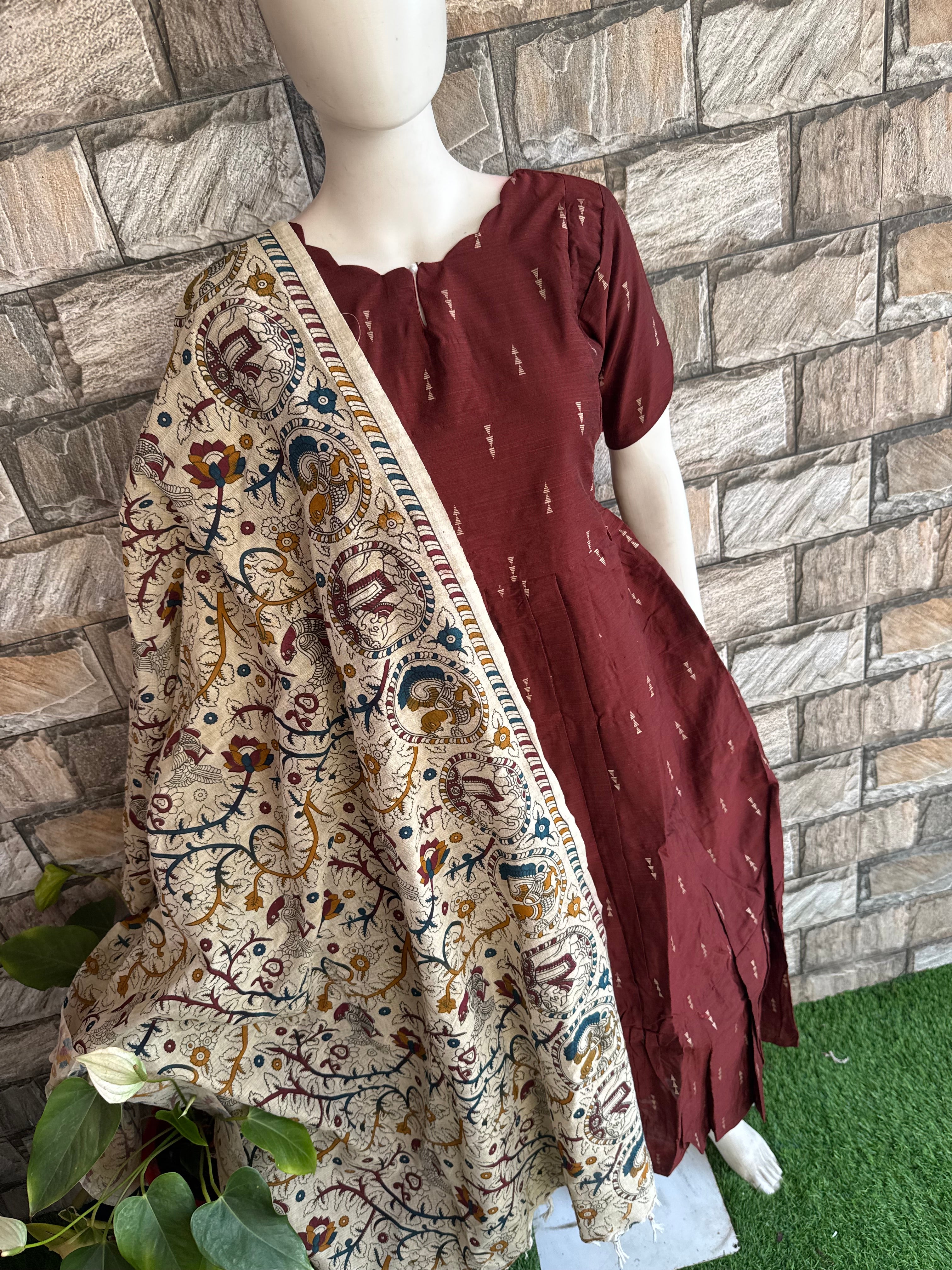 Madhubani Kalamkari Dupatta Maroon