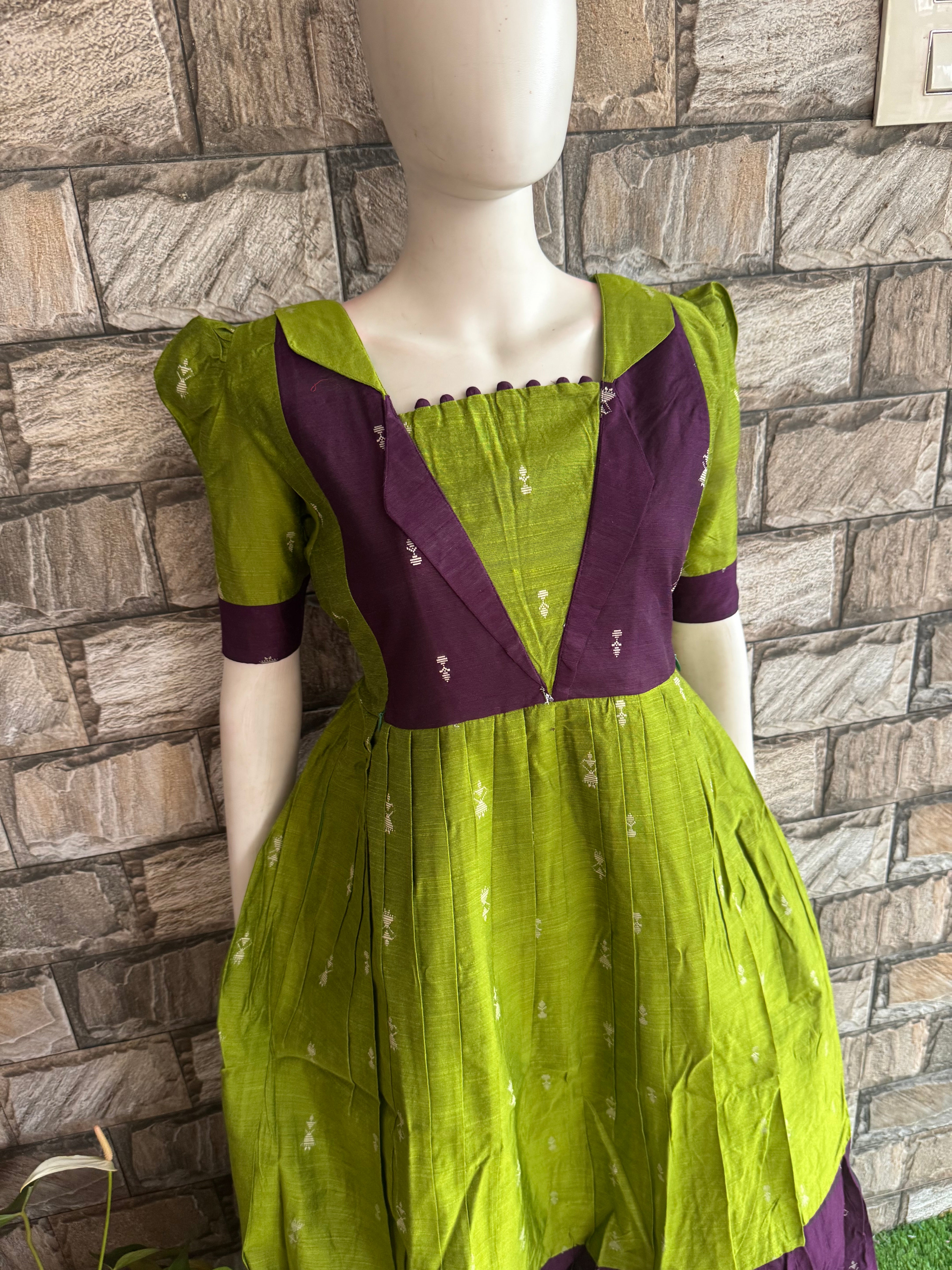 Festive wear Maternity raw silk maxi Olive green