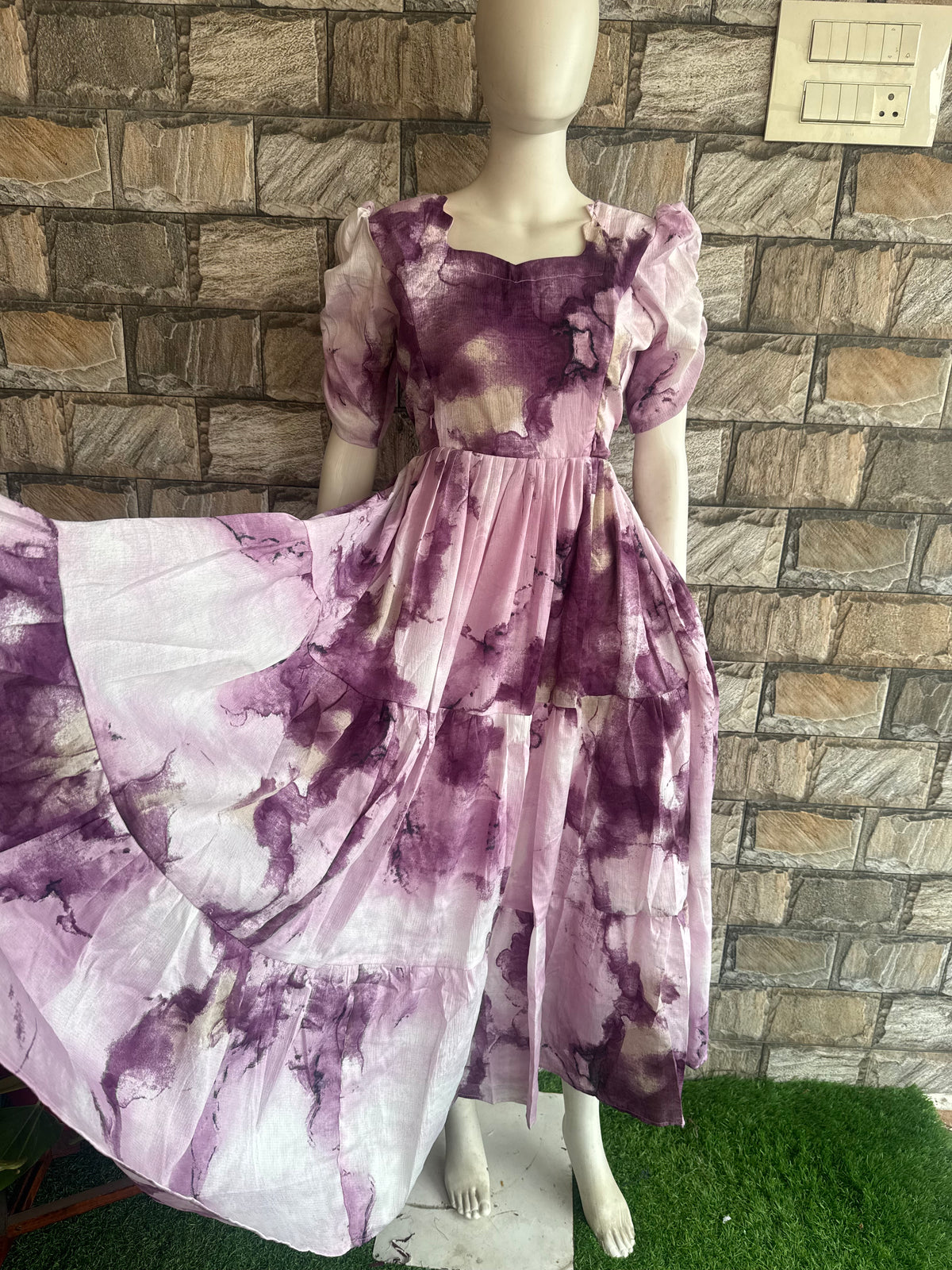 Delta crepe Maternity maxi brinjal wine marble