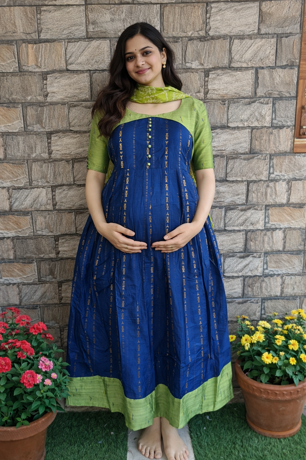 Divya Raw silk maternity maxi