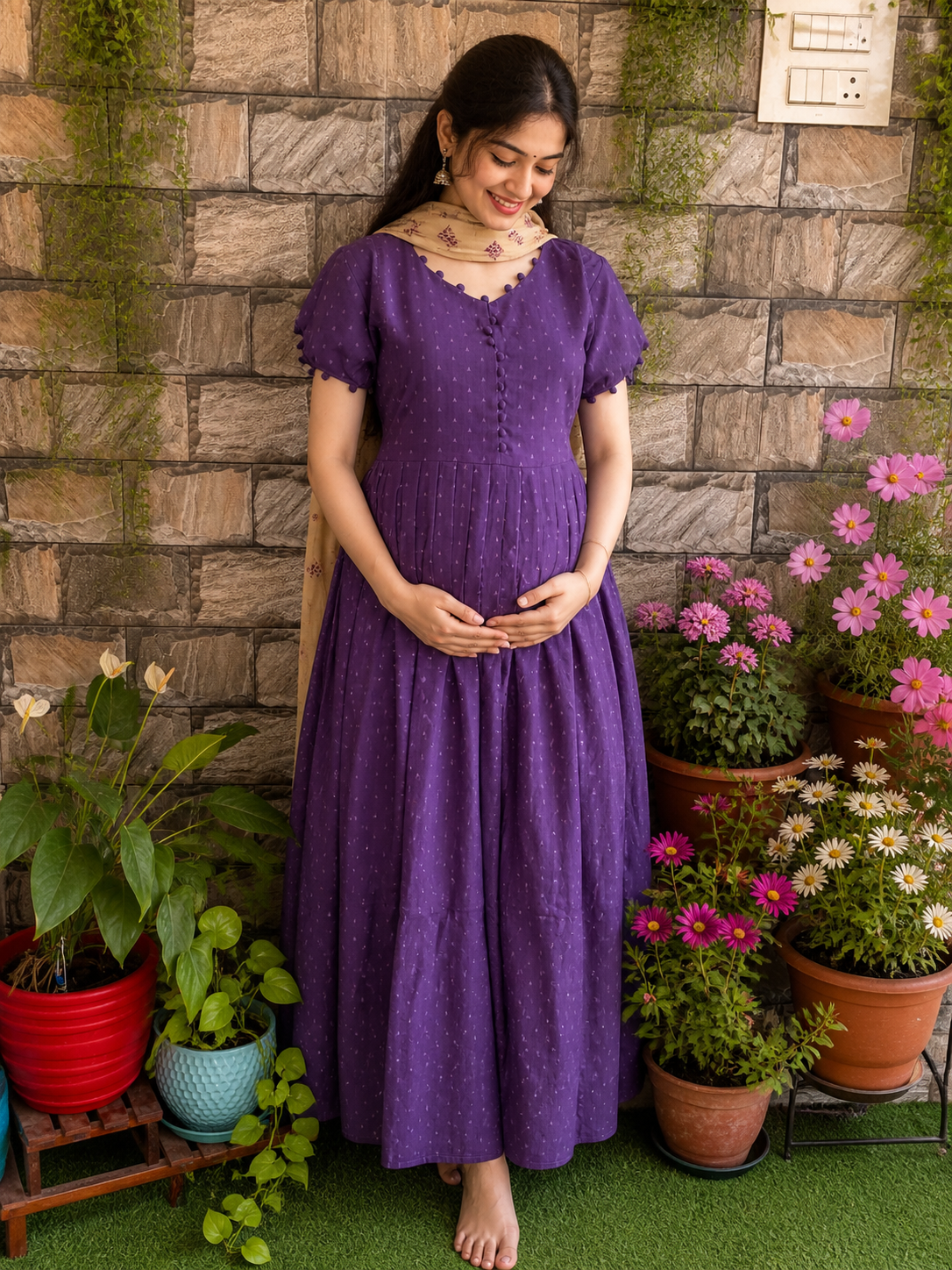 Handloom Cotton Maternity maxi