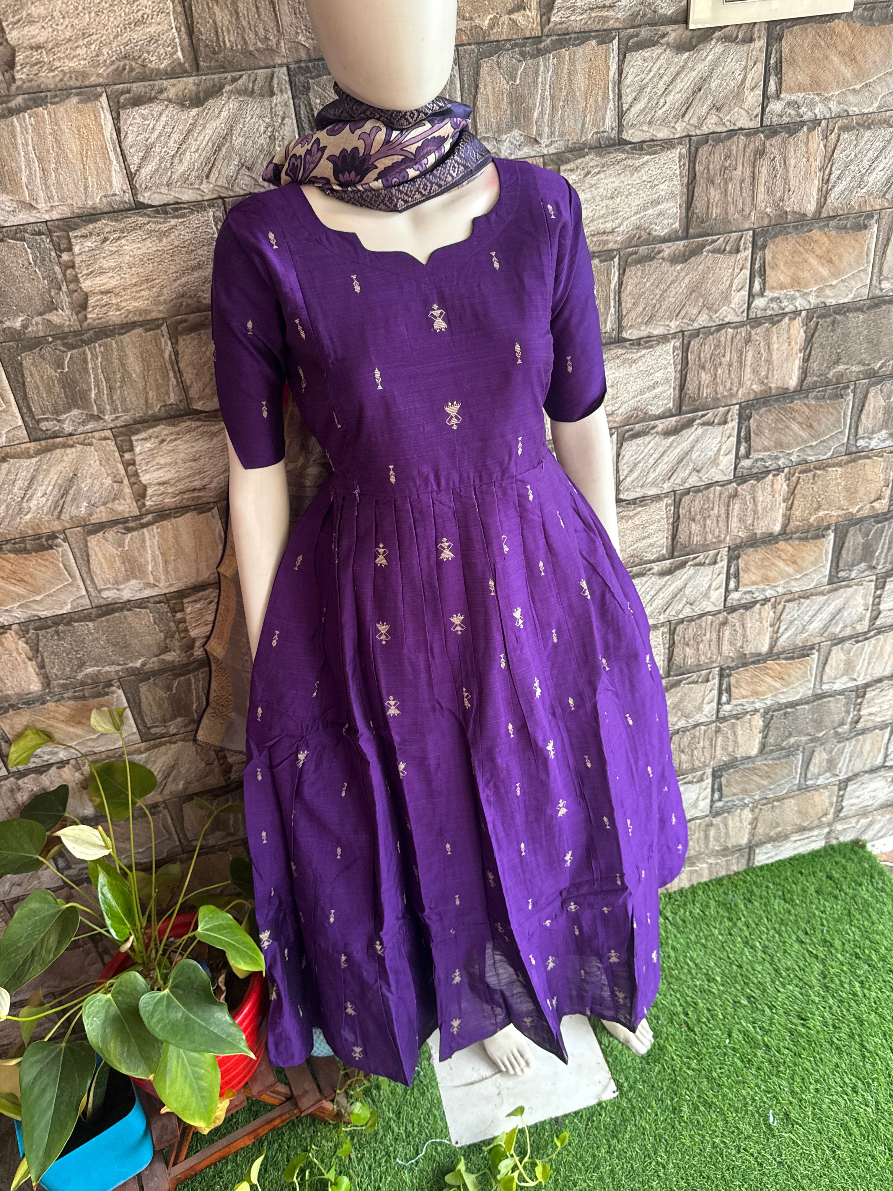 Festive wear Maternity raw silk maxi Brinjal Violet