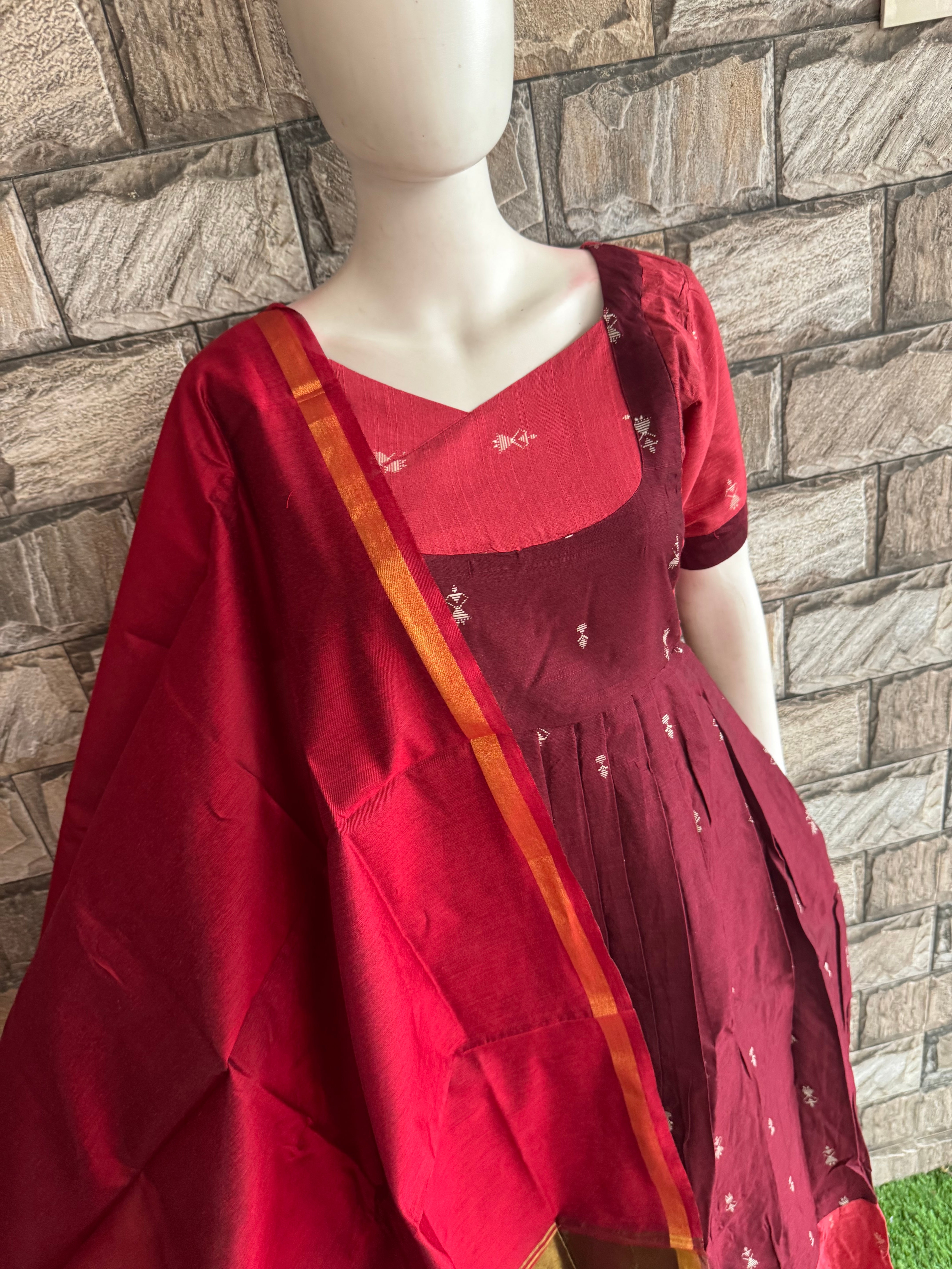 Silk cotton  Dupatta Maroon