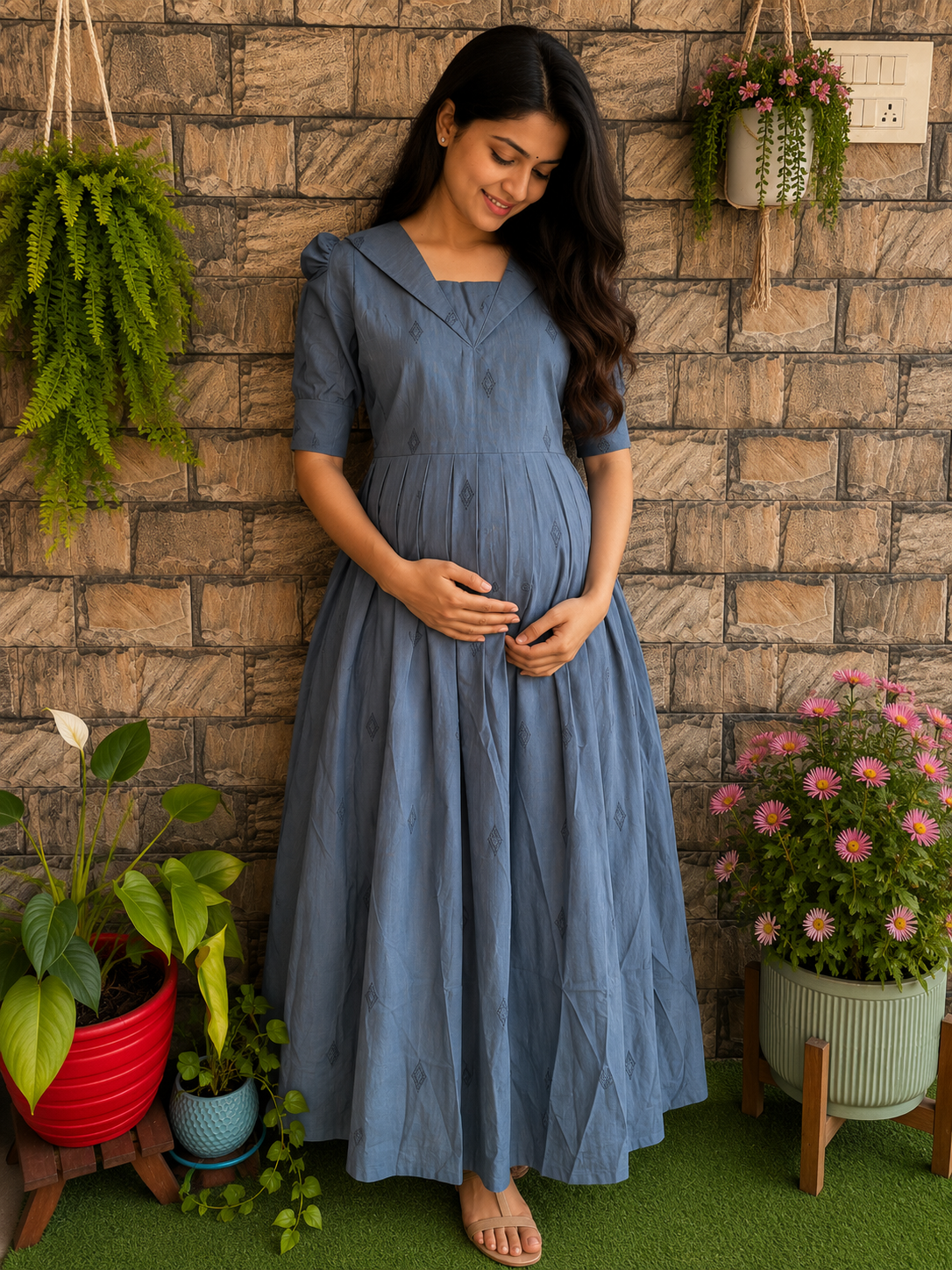 Maternity maxi Handloom cotton Best price Ash Grey