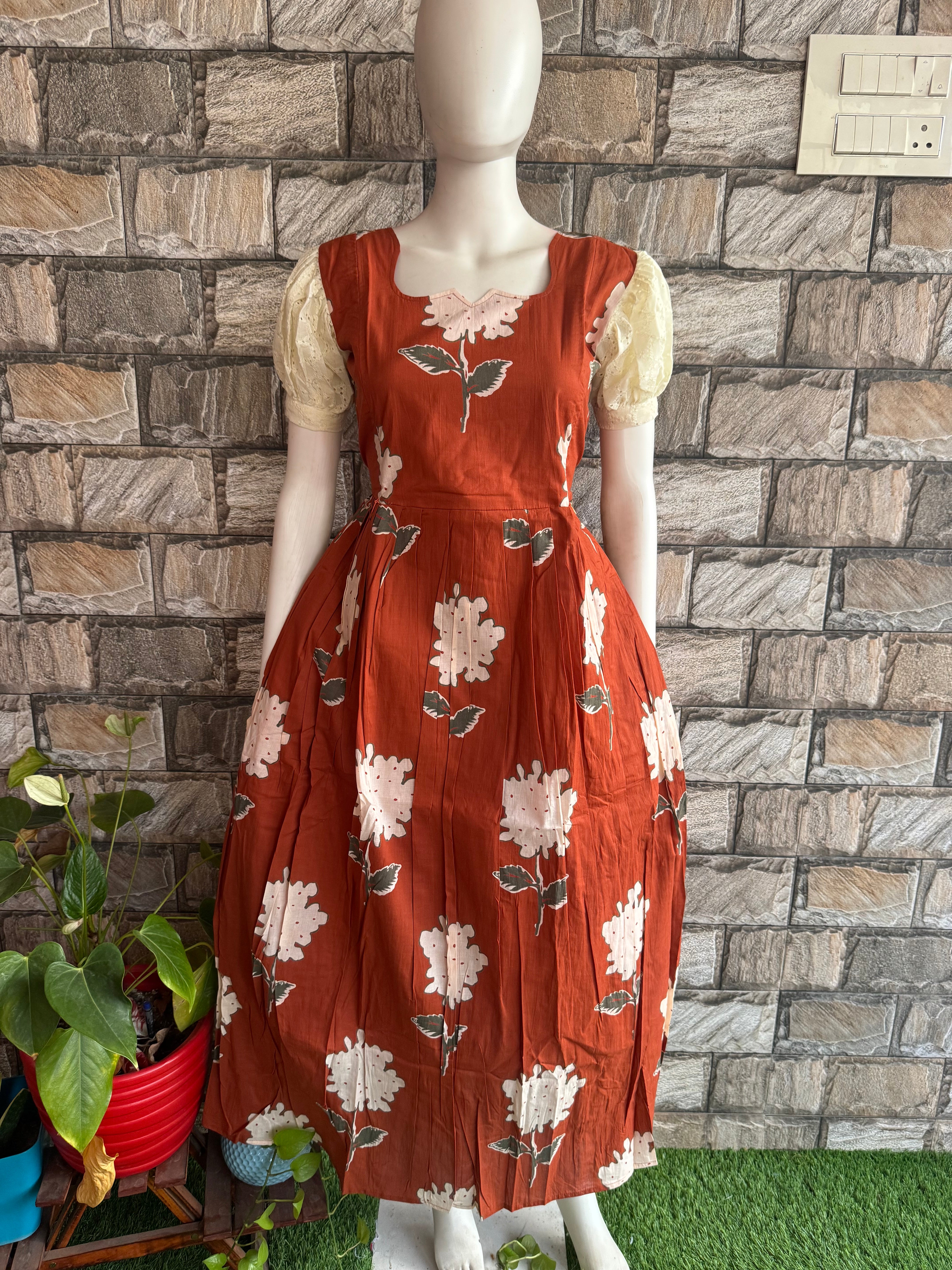 Brick Brown soft cotton Maternity maxi