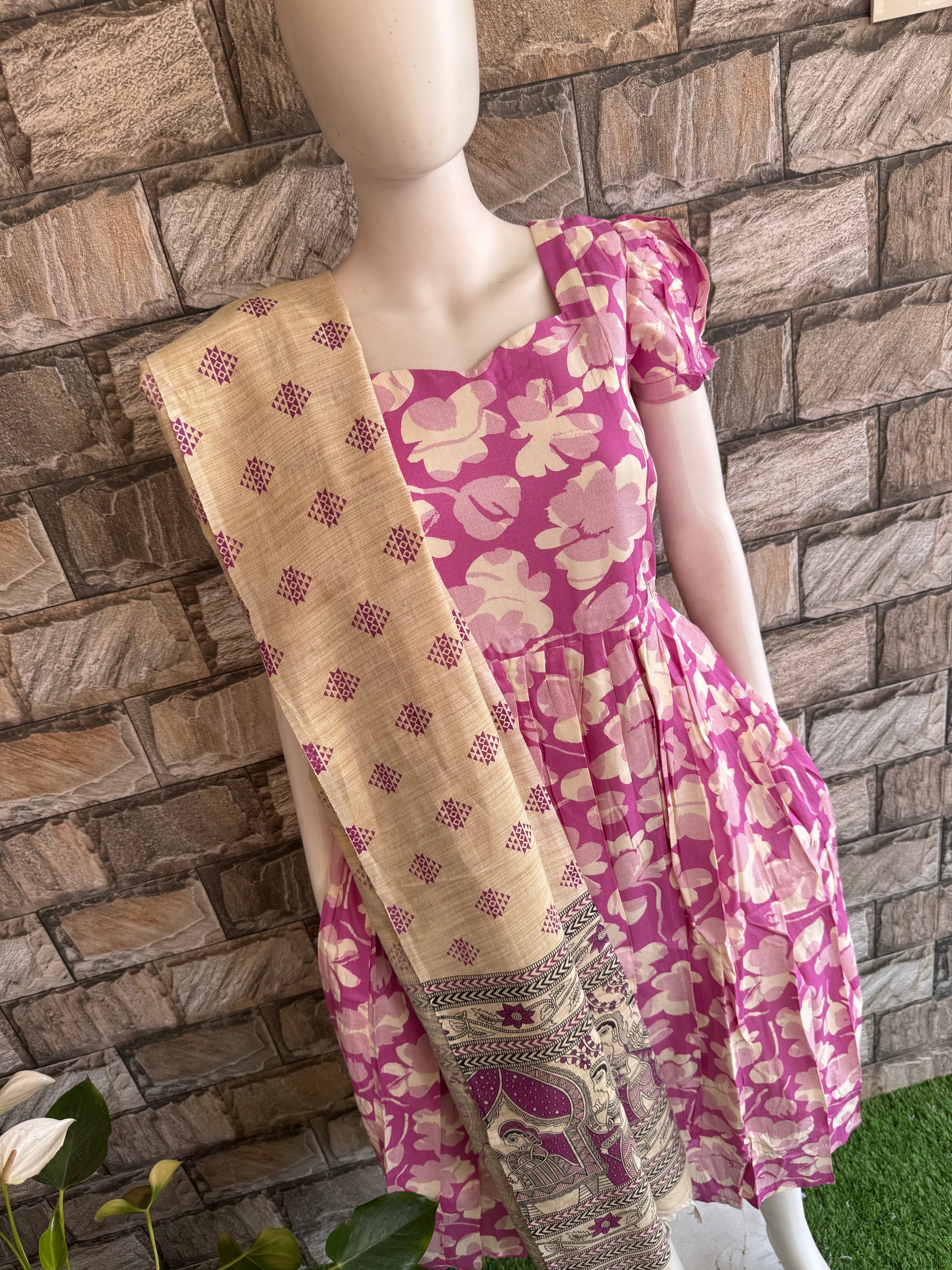 Madhubhani wine Dupatta