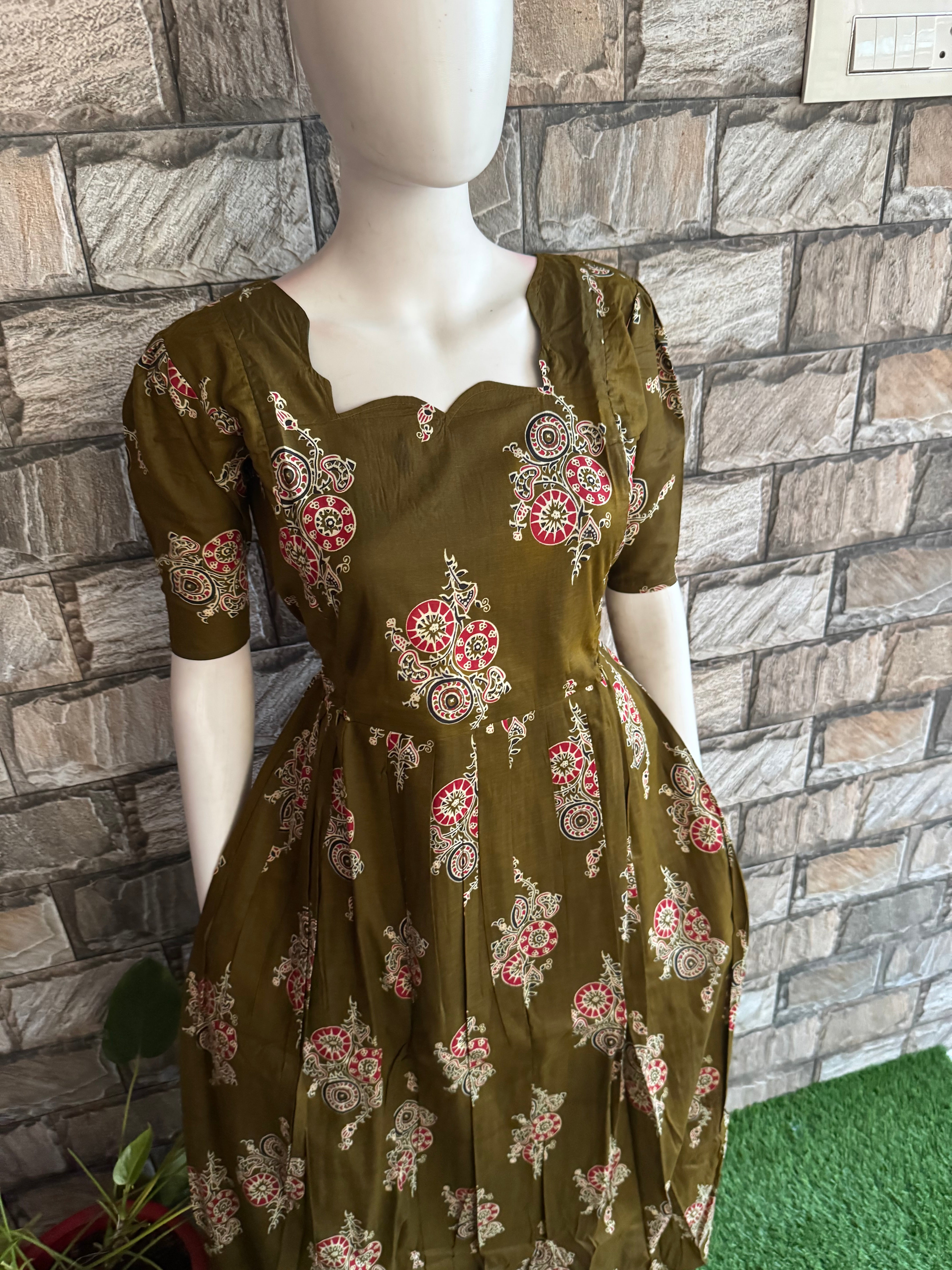 Olive soft cotton Maternity maxi