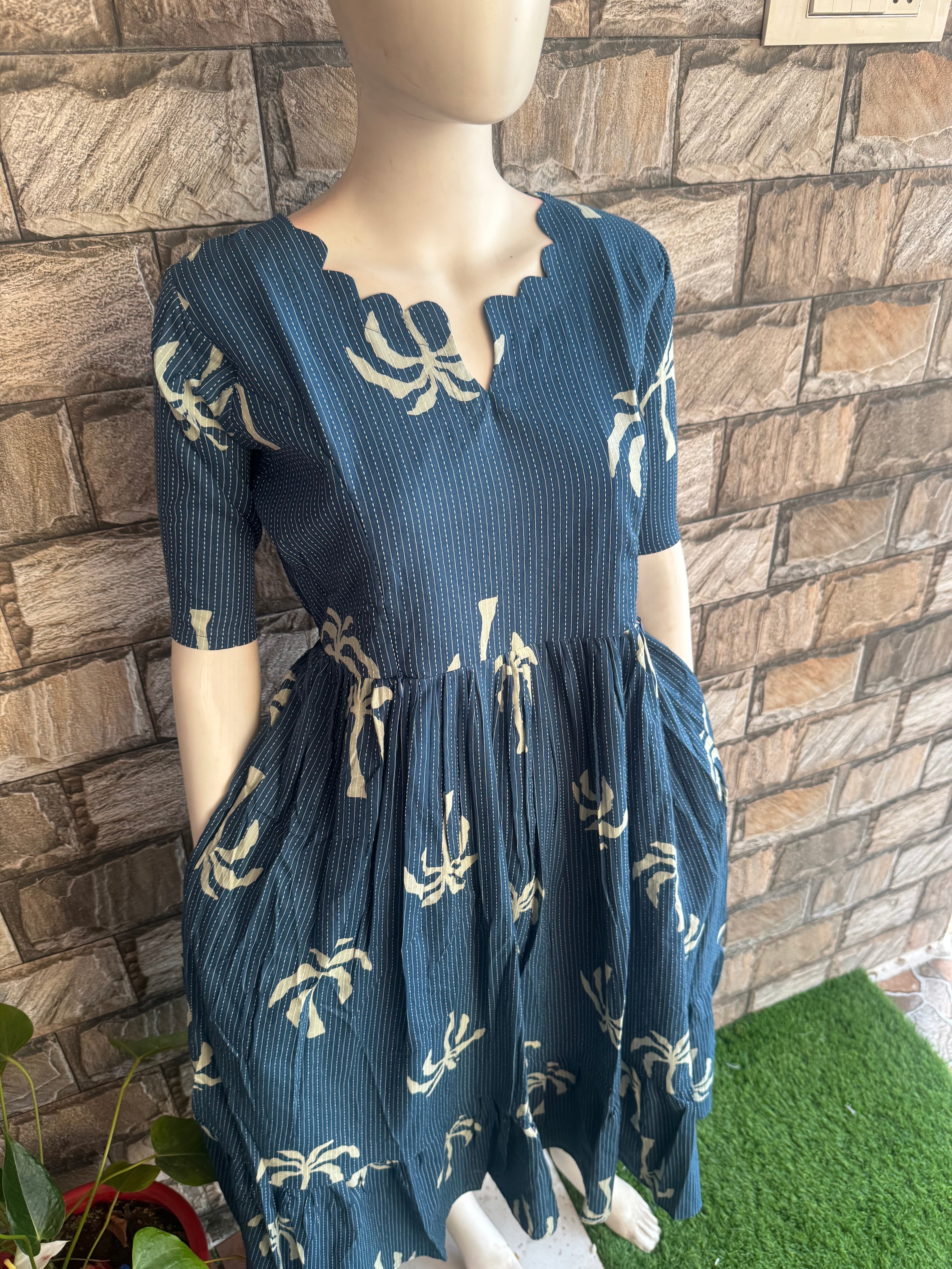 Teal kanta cotton maternity maxi Tree