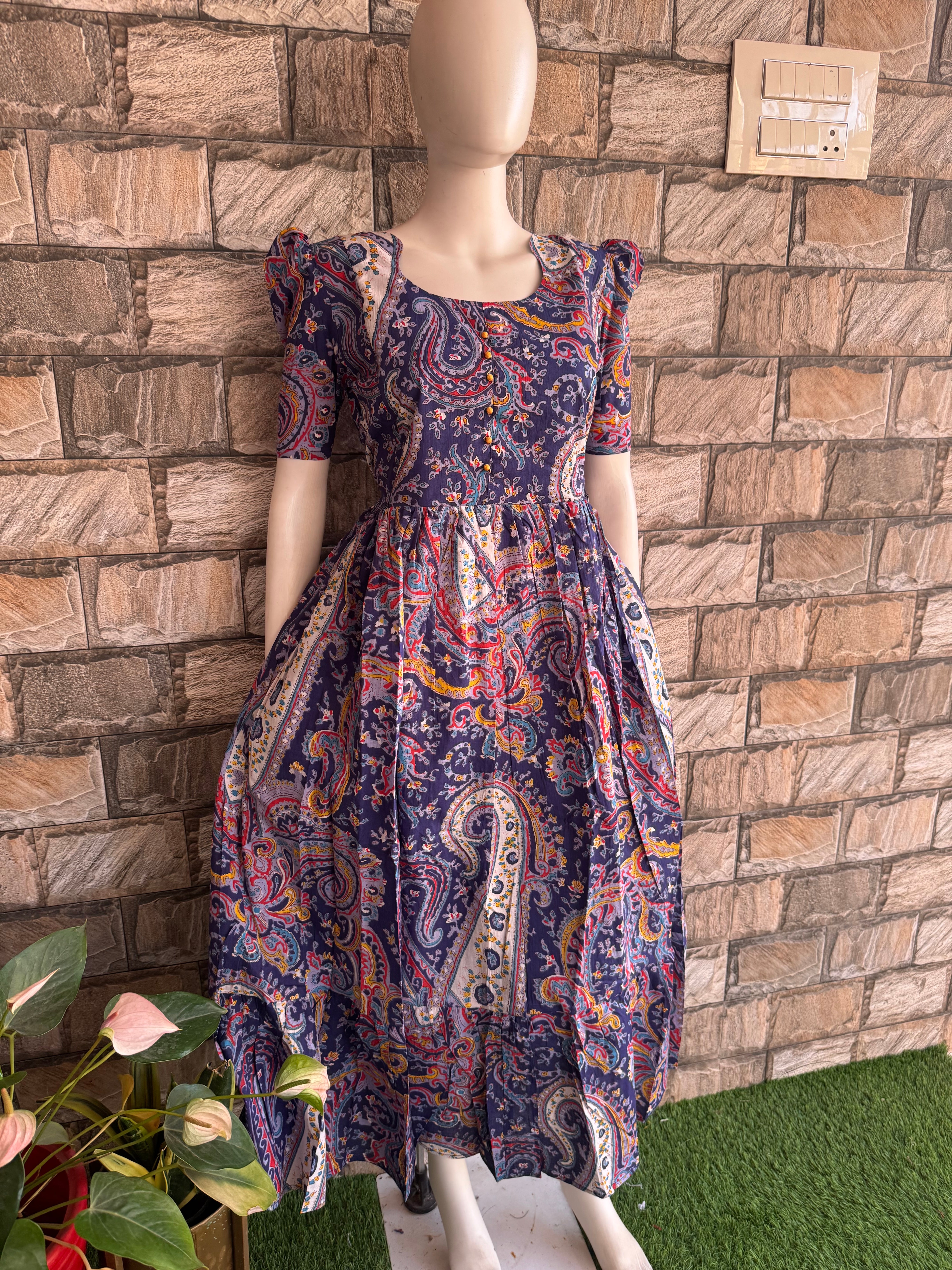 Kalamkari Mul soft cotton Maternity Maxi