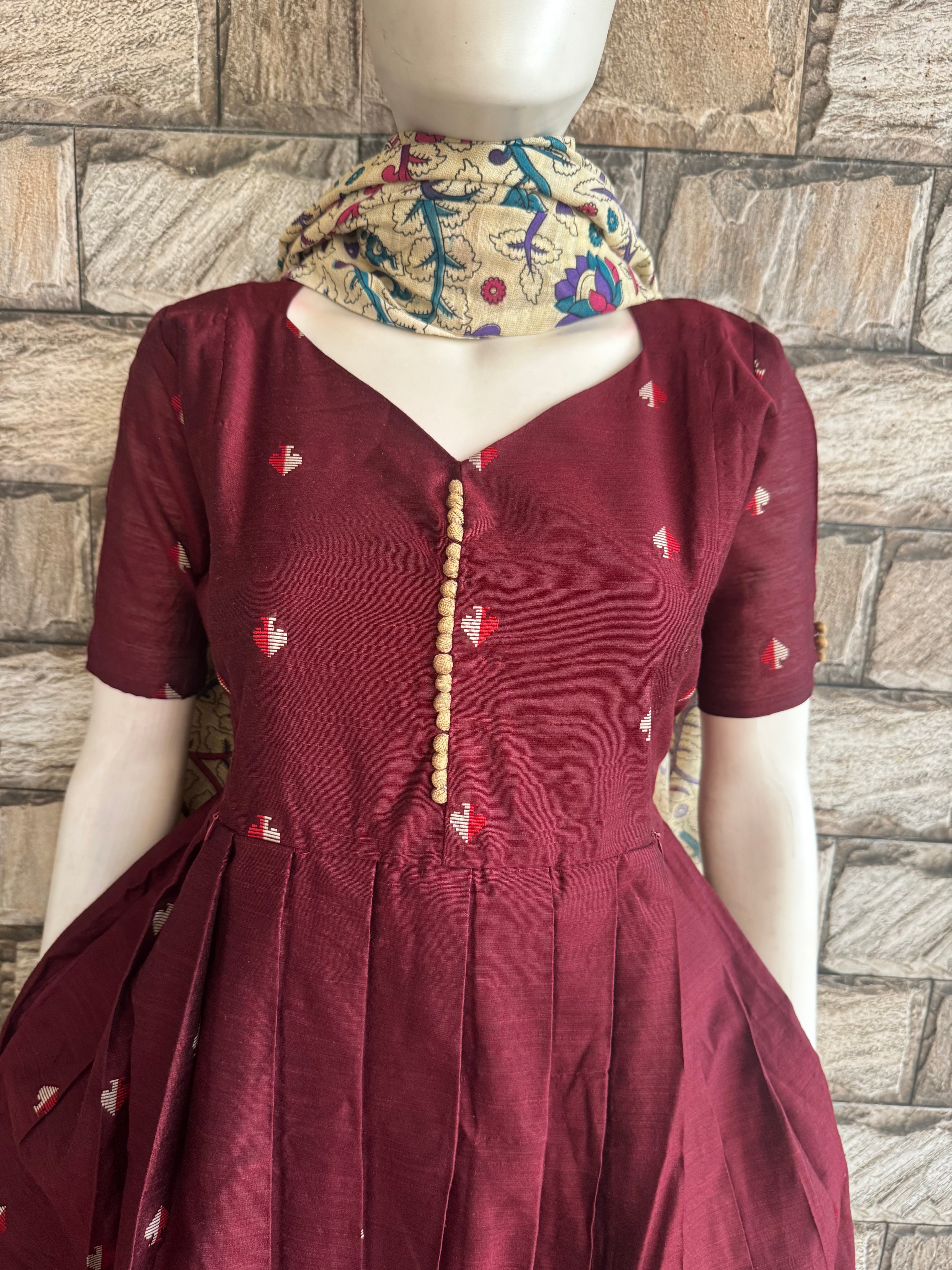 Festive wear Maternity raw silk maxi wine