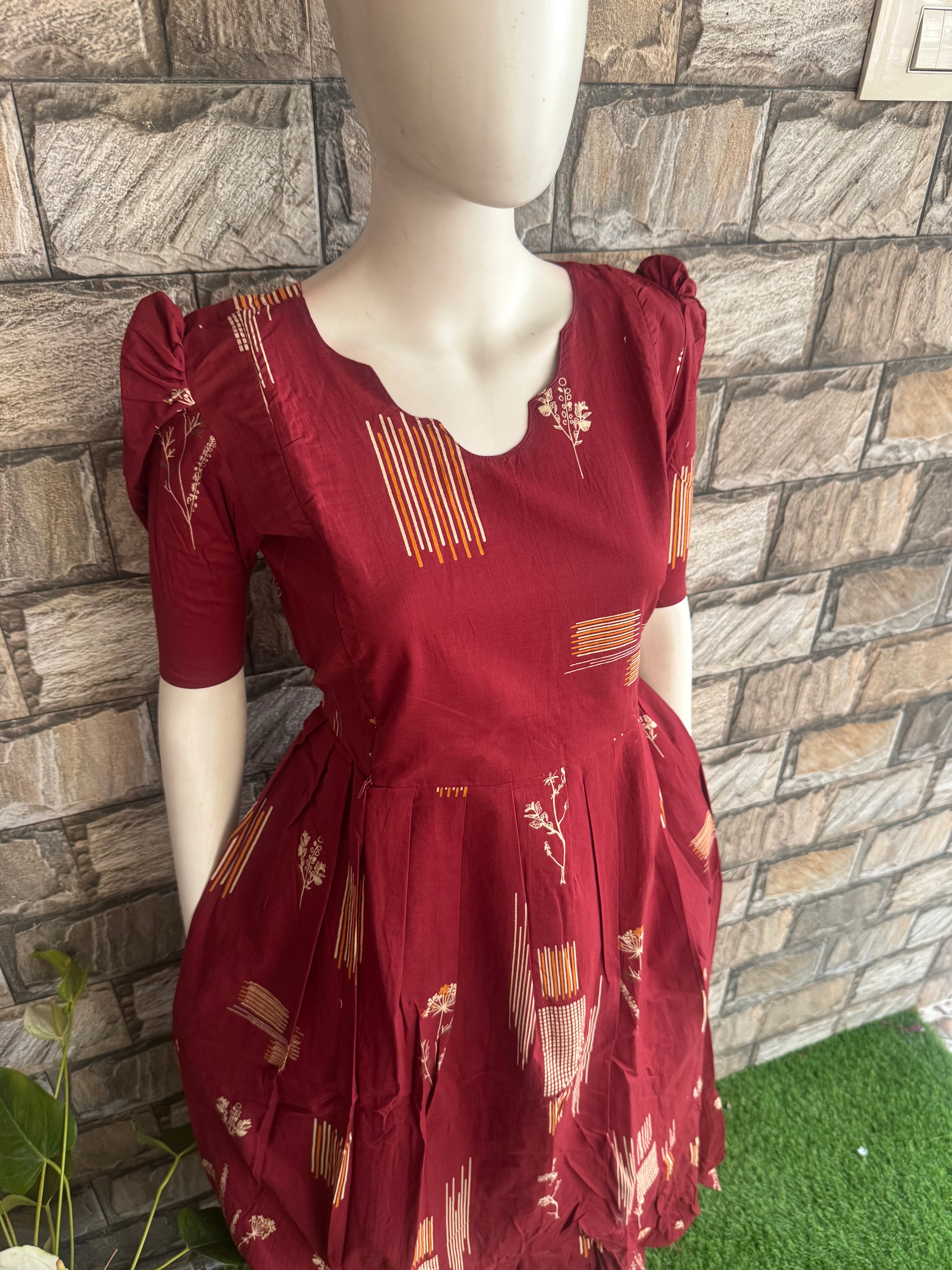 Maroon blish soft cotton Maternity maxi
