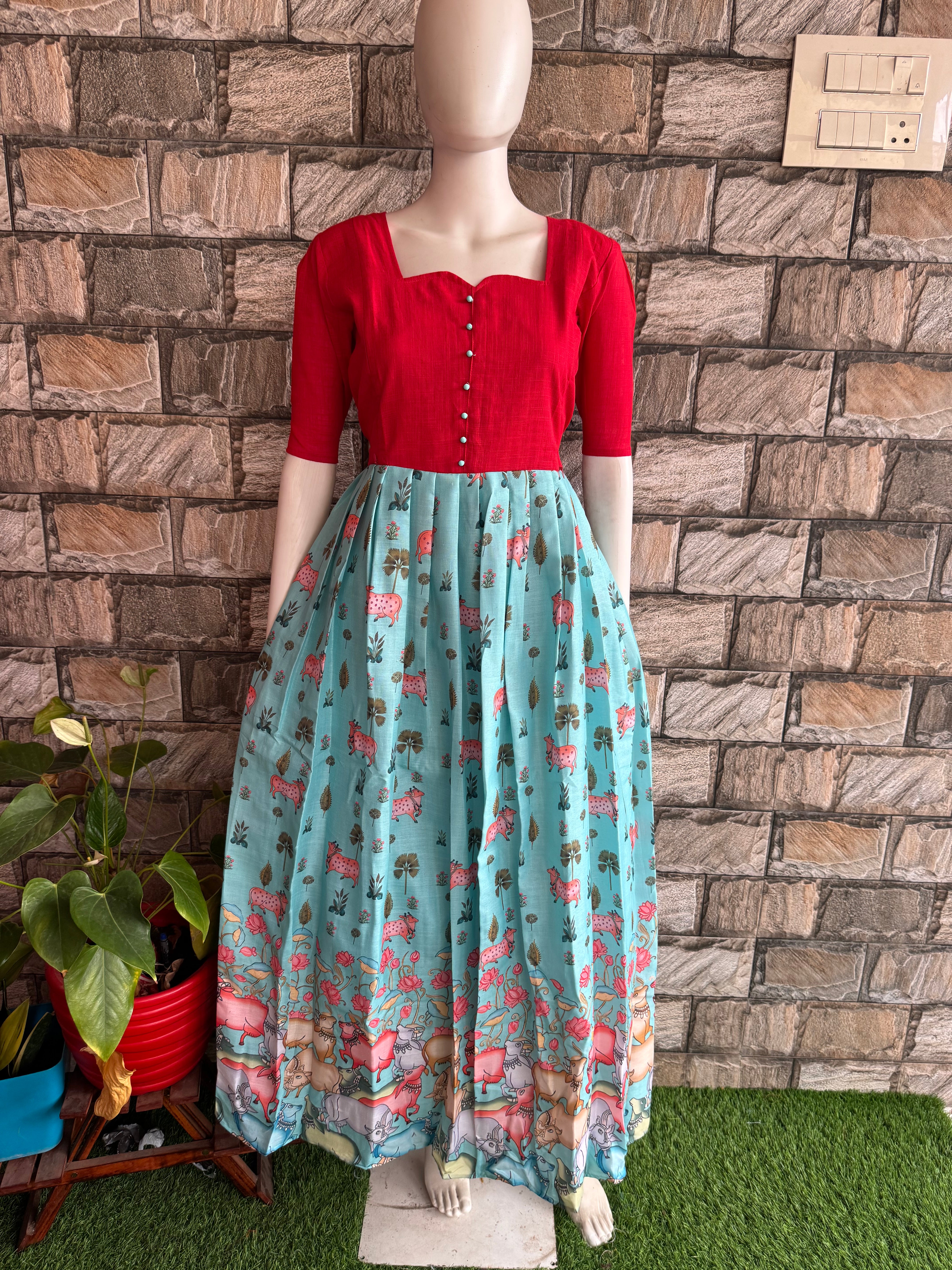 Pichwai Digital print  Flex cotton  Maternity maxi