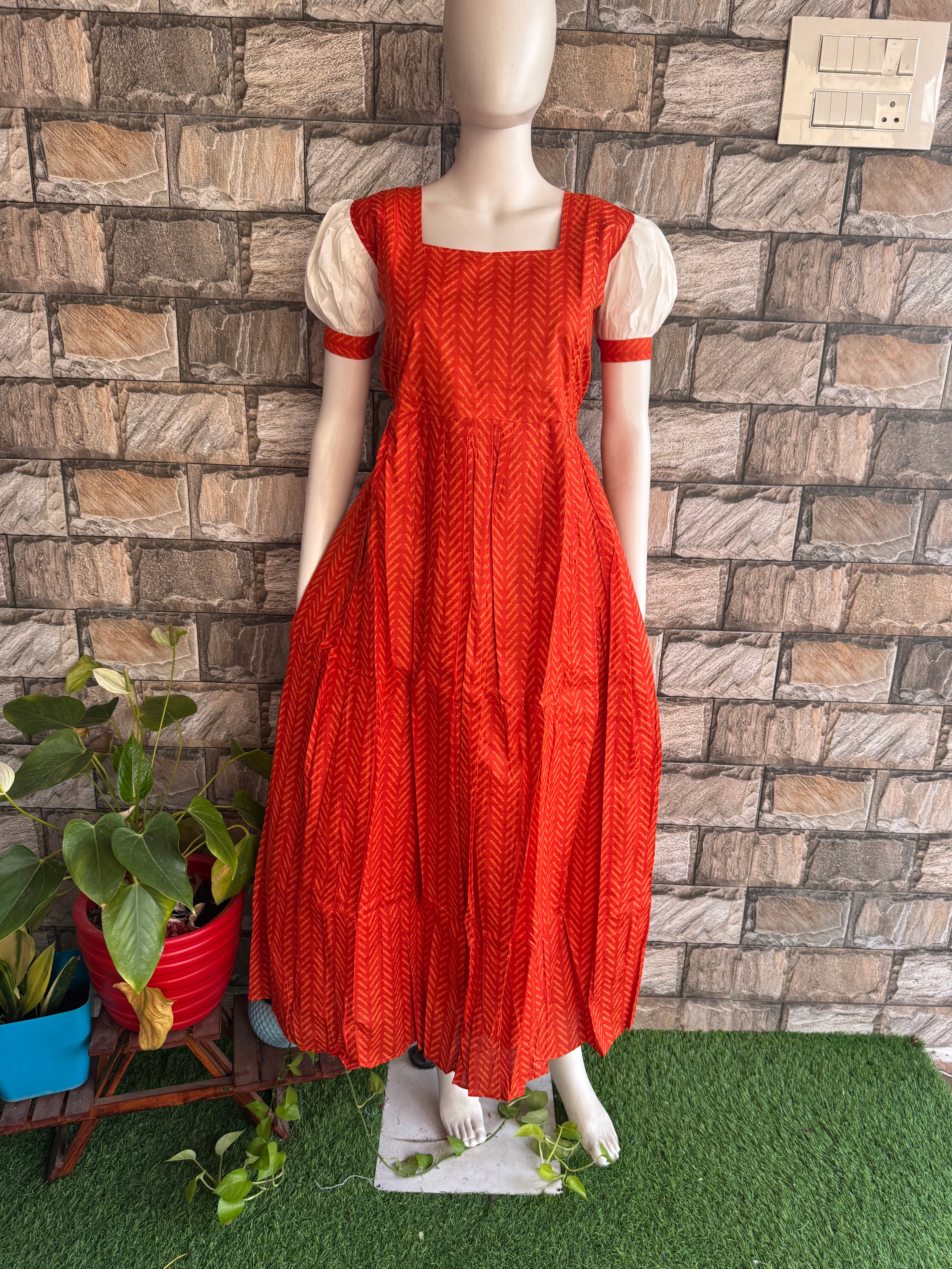 Orange soft cotton Maternity maxi