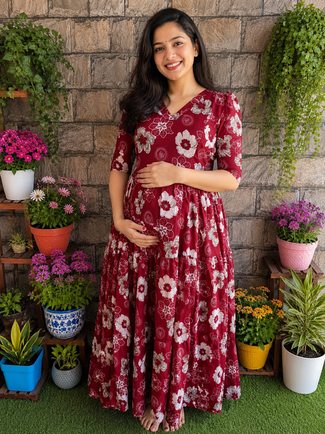 Delta Maternity maxi Maroon Floral