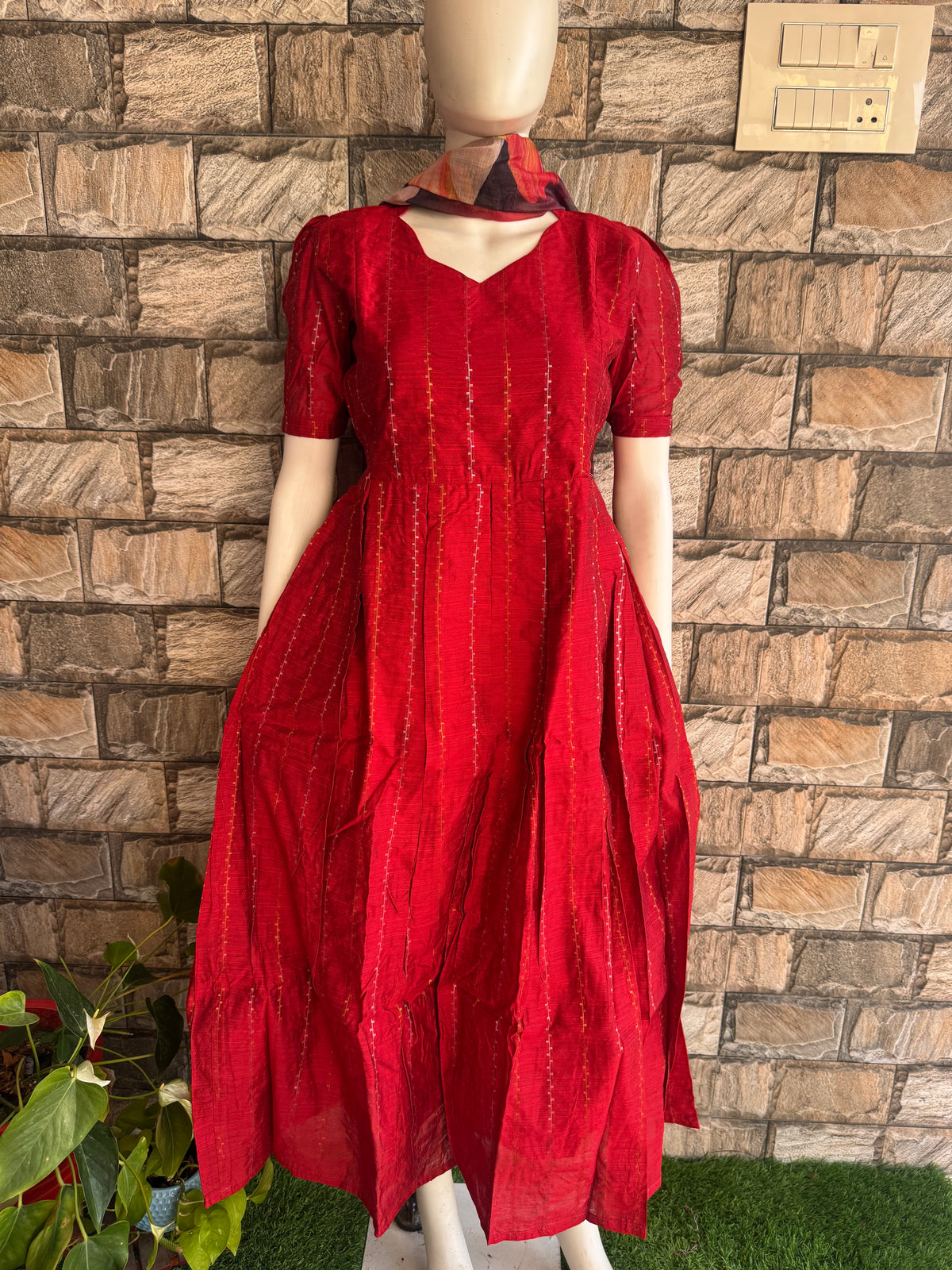 Raw silk Maternity Feeding maxi Budget launch including dupatta