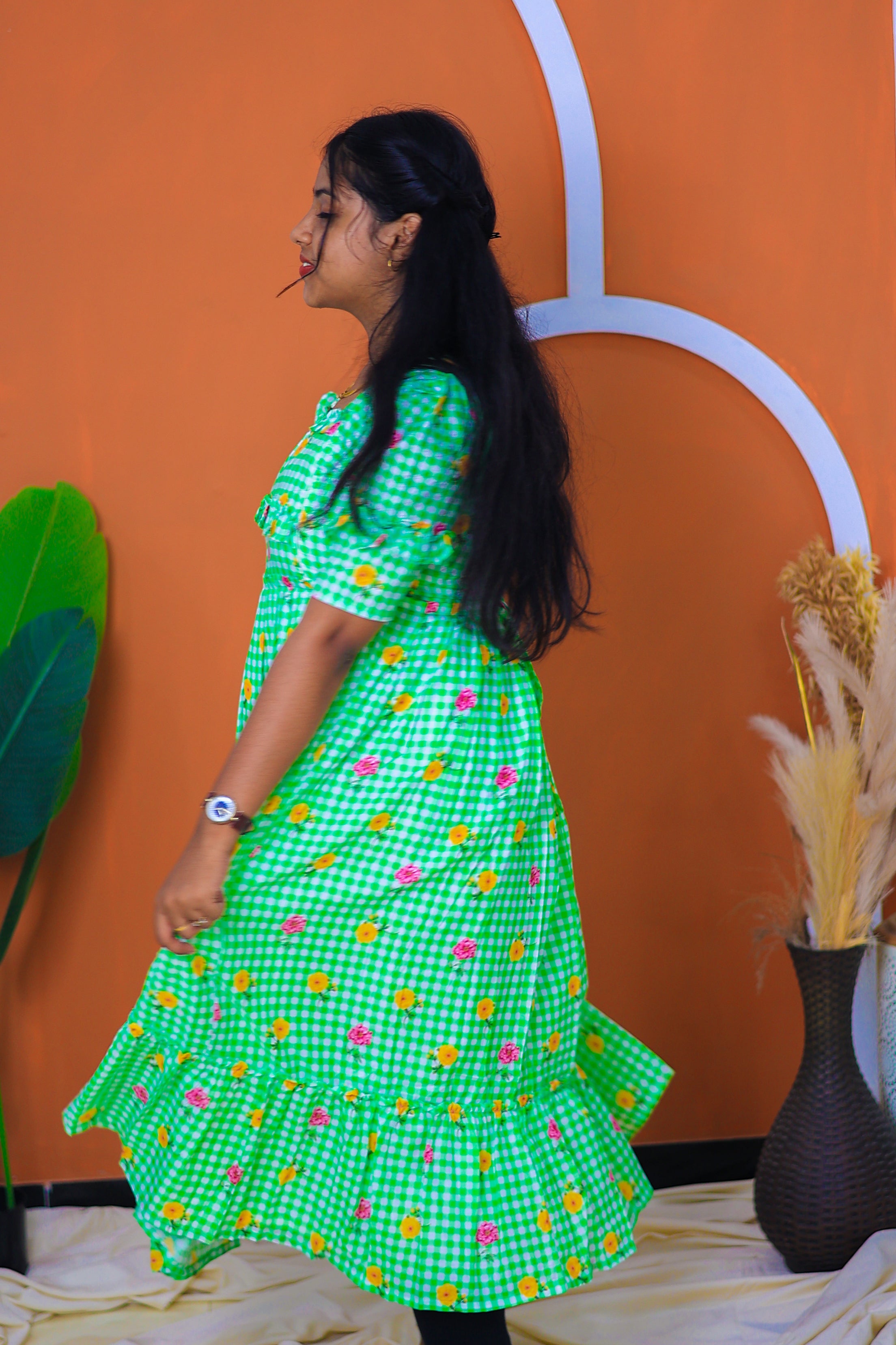 Mul chanderi cotton Maternity Feeding maxi - Parrot