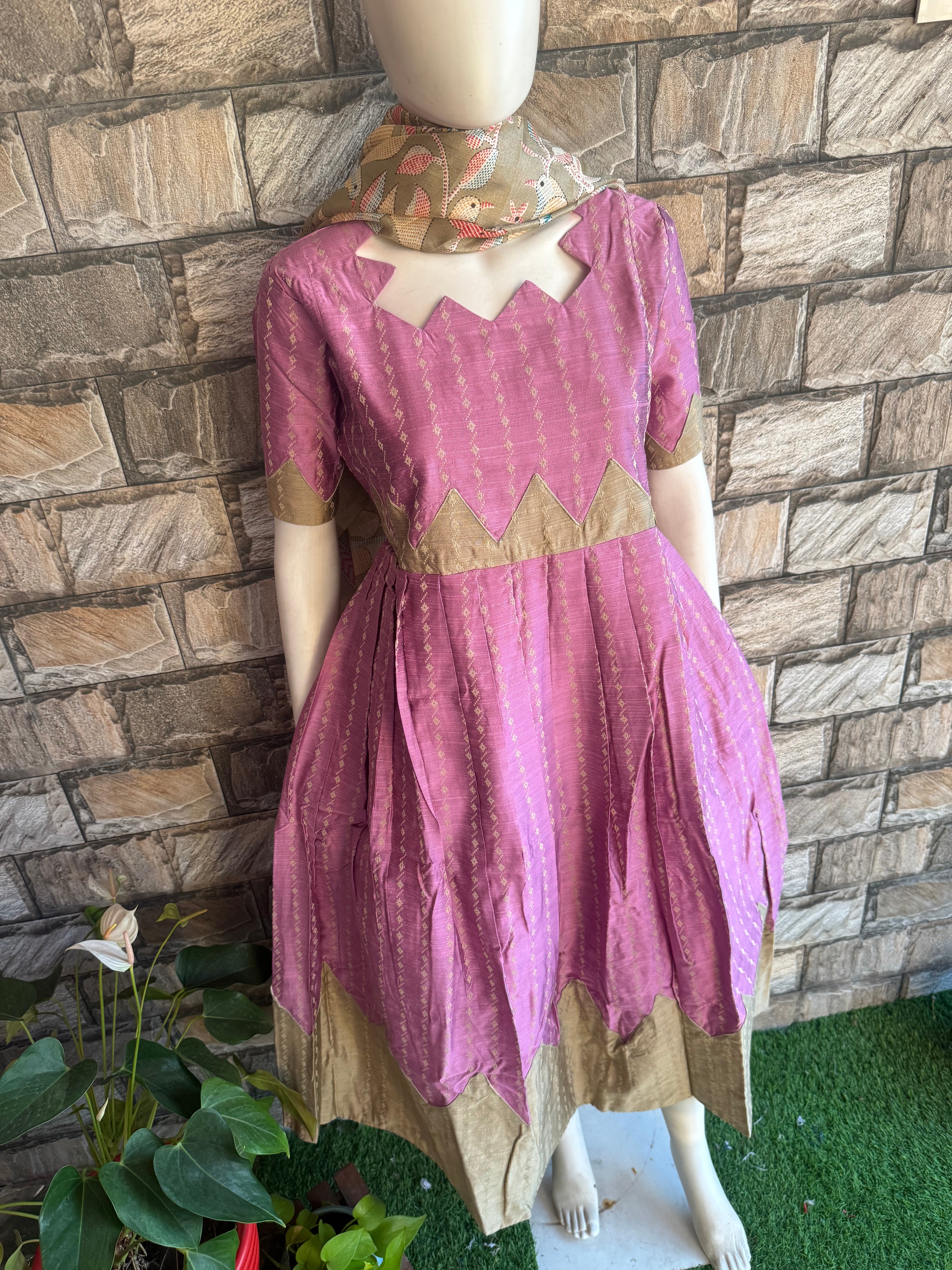 Lilac raw silk maternity maxi