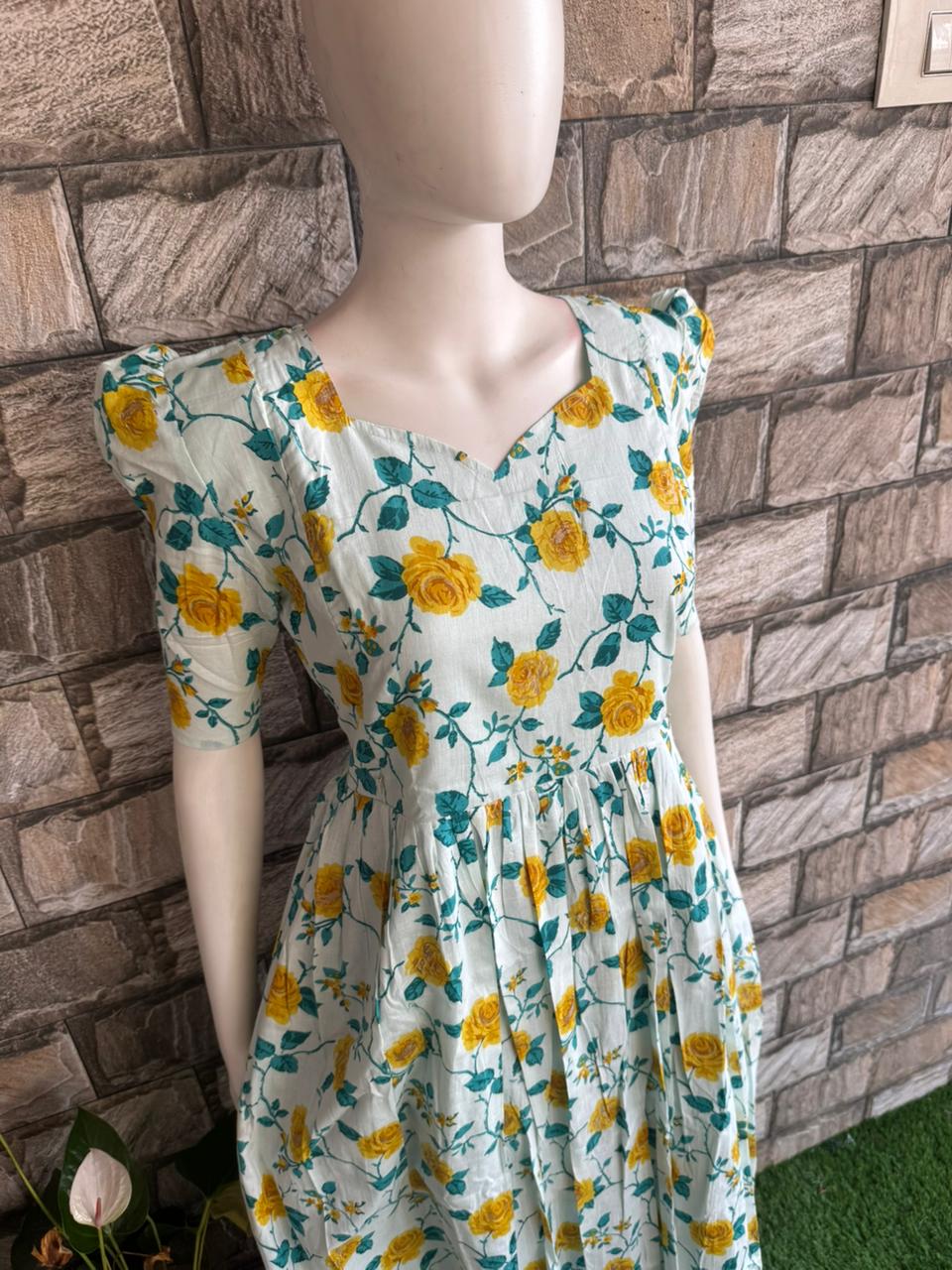 white flower cotton maxi