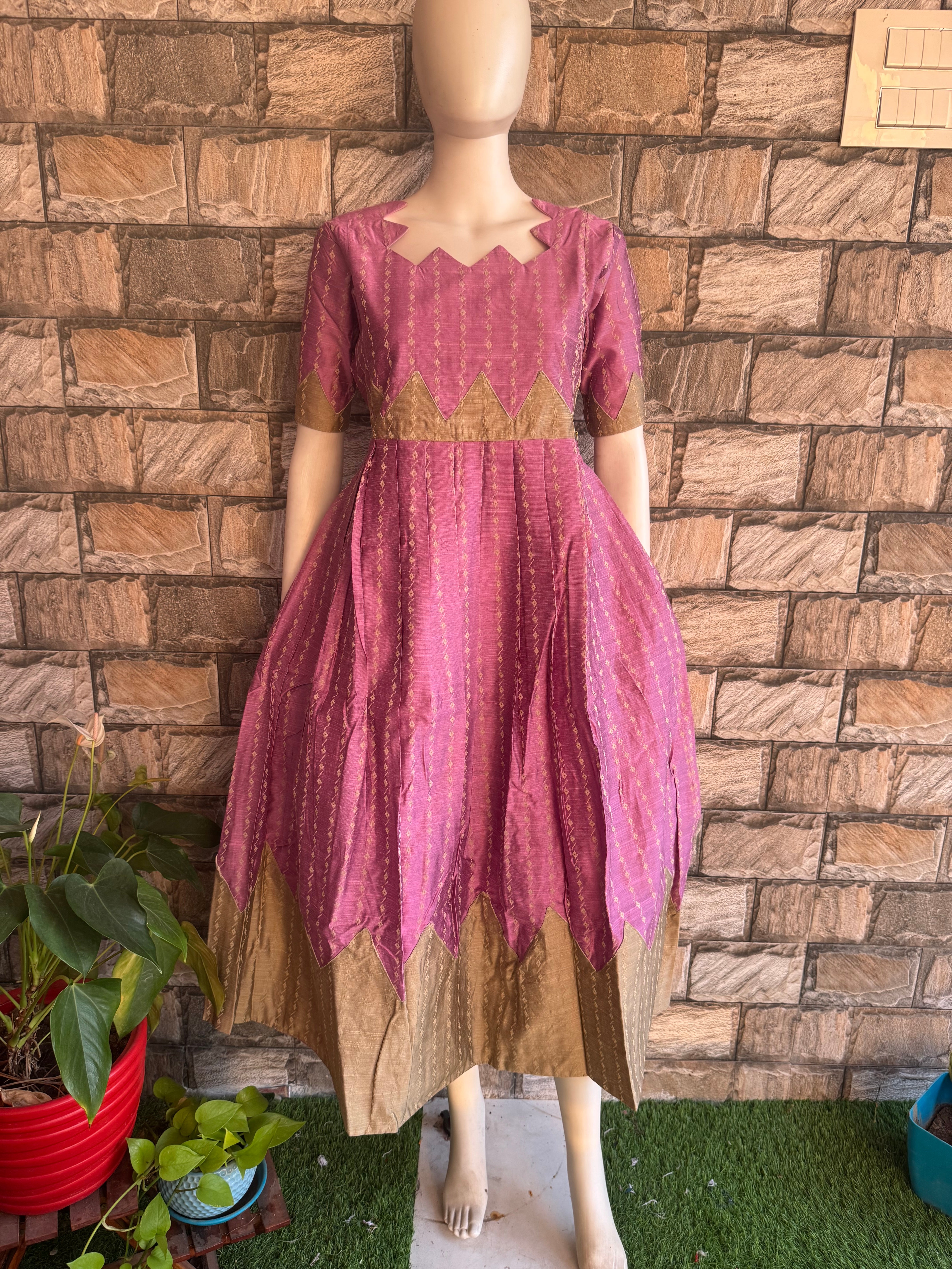 Lilac raw silk maternity maxi