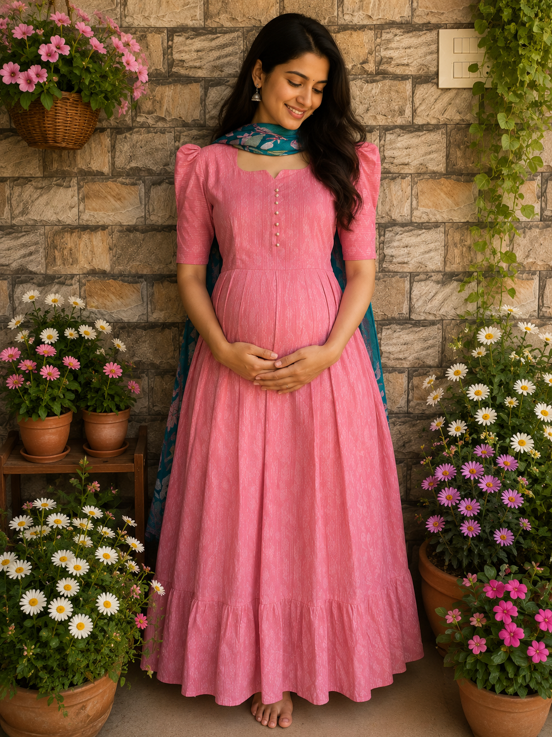 Cotton  candy soft kanta cotton Maternity maxi