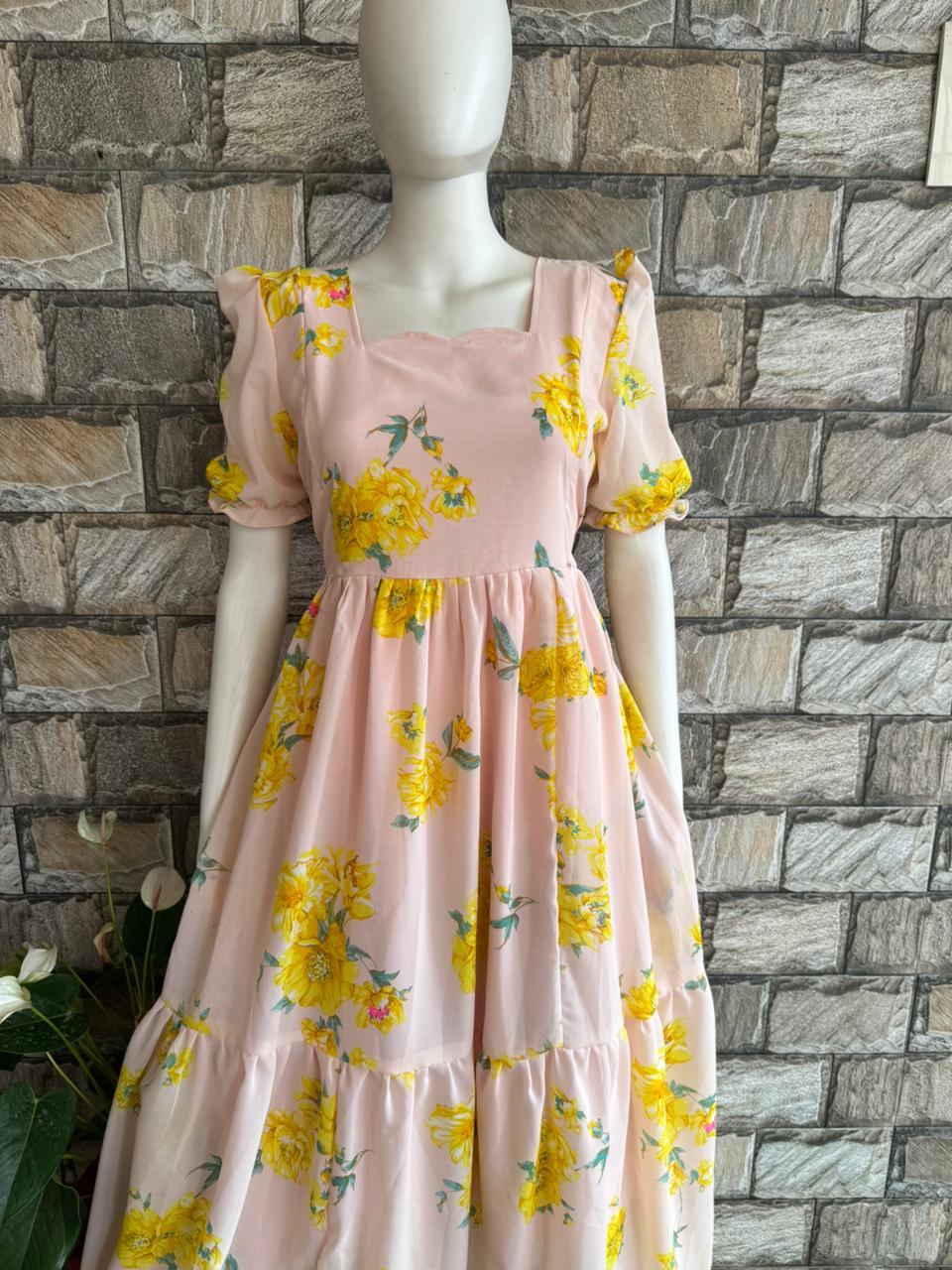 peach georgette maxi