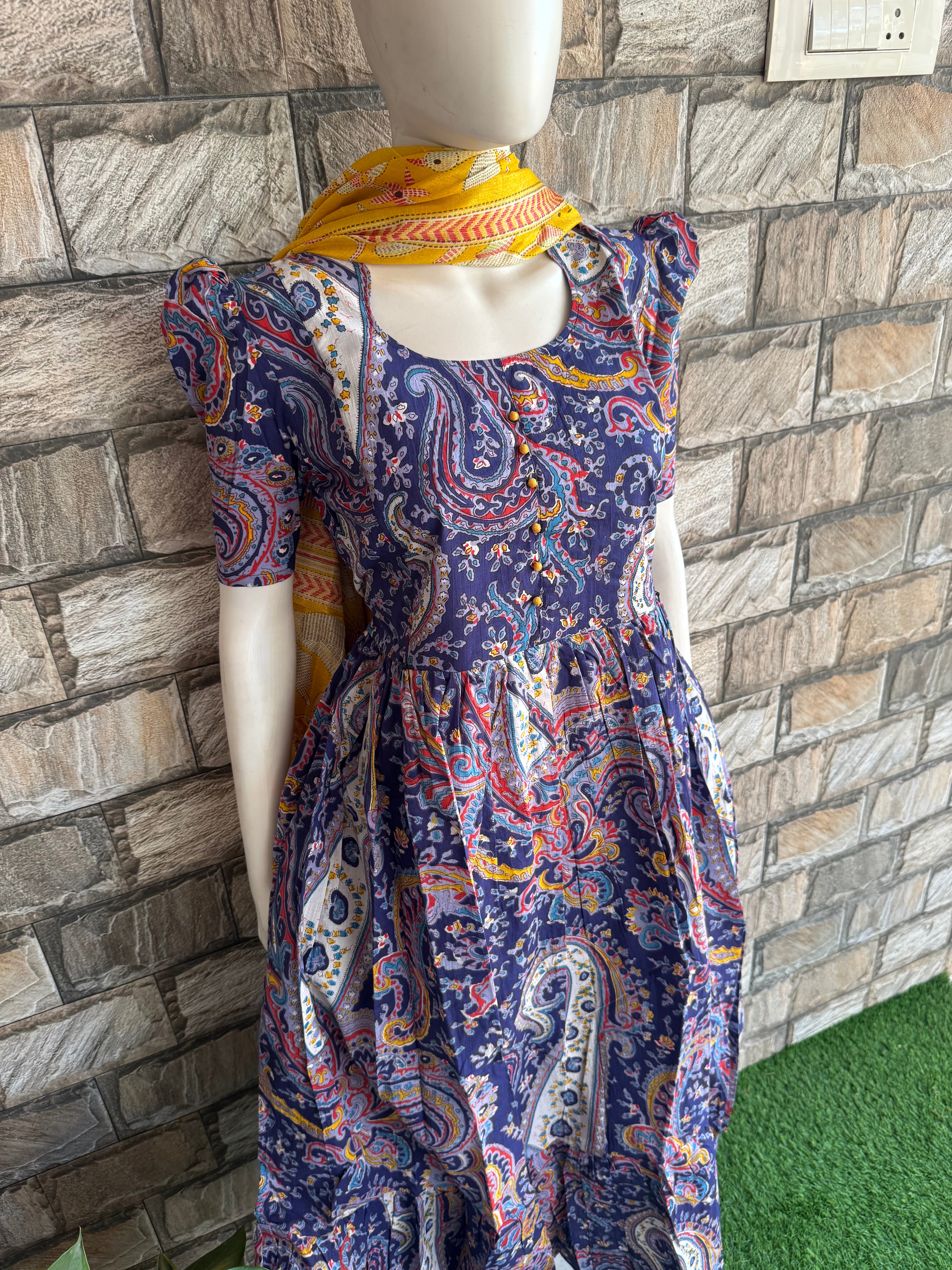 Kalamkari Mul soft cotton Maternity Maxi