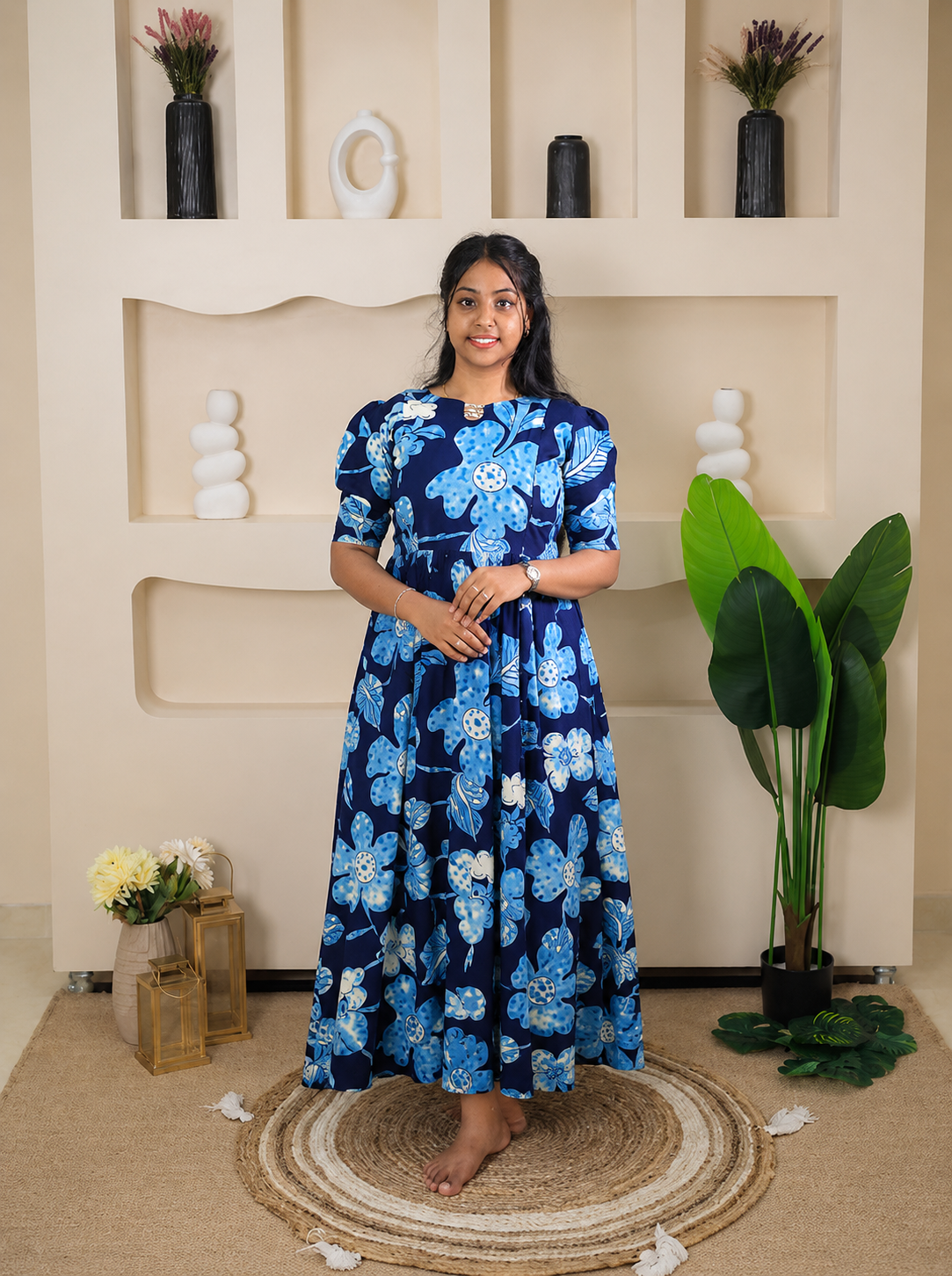 Slub cotton Maternity Feeding maxi