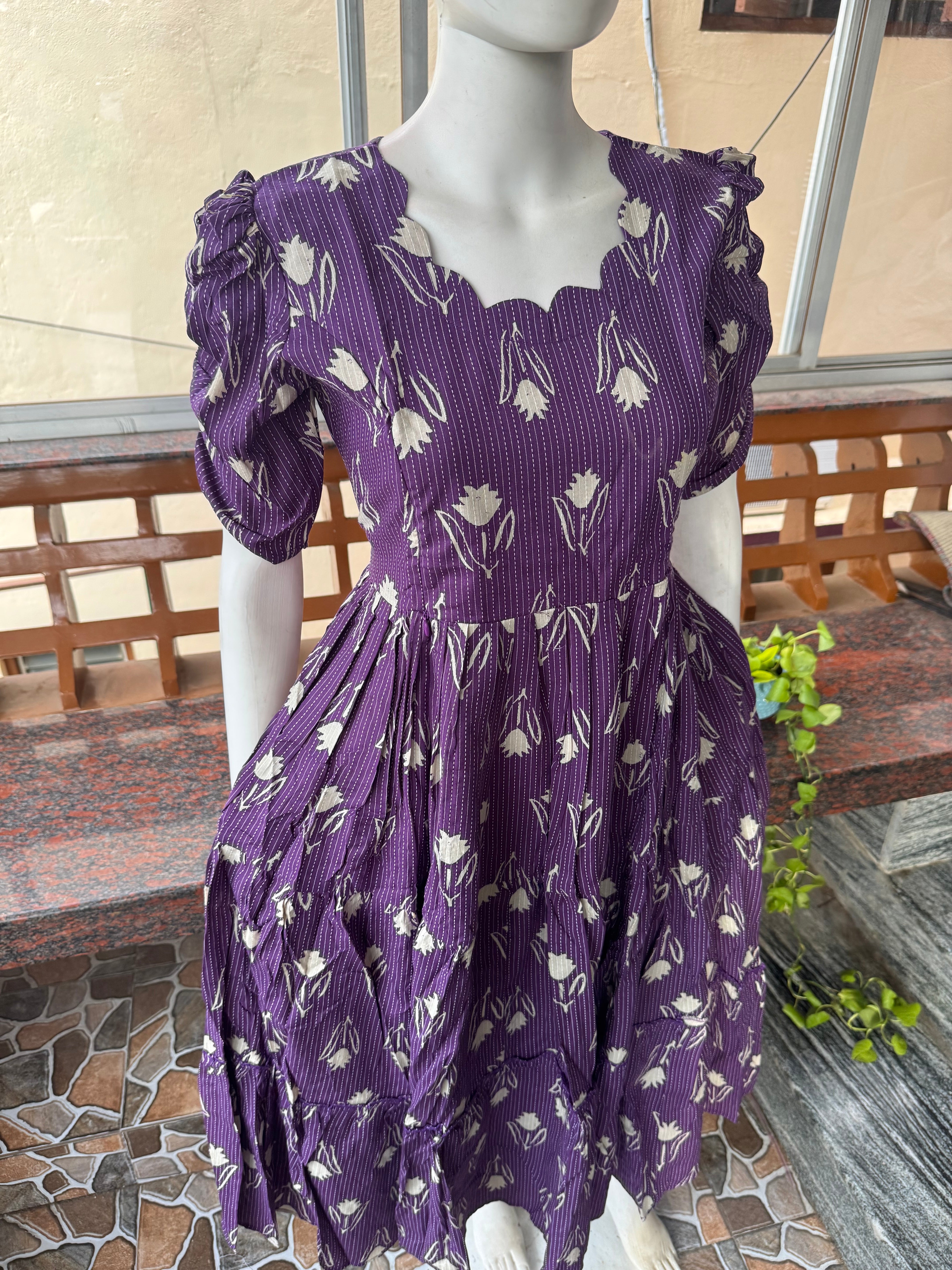 Soft kanta cotton Maternity Feeding  maxi - Pale Brinjal