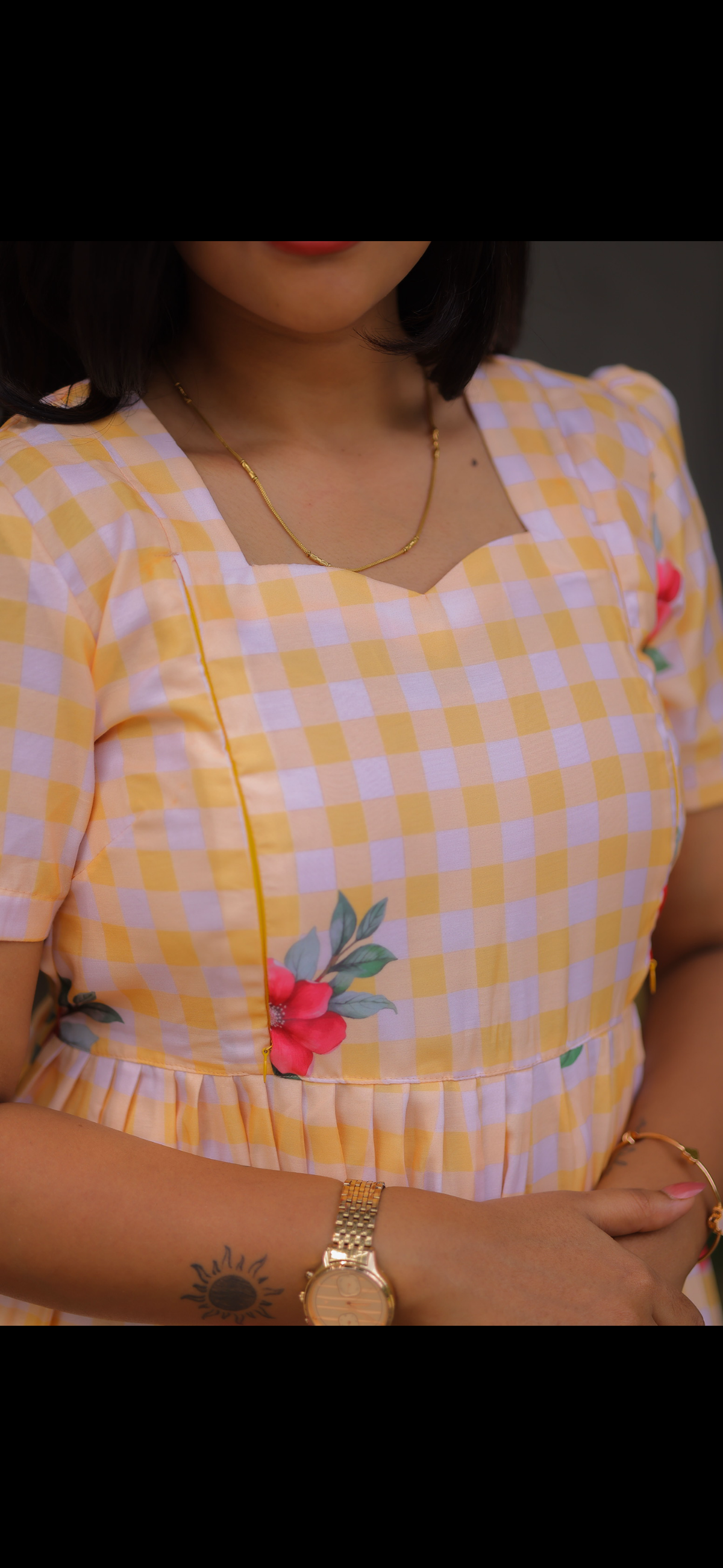 Premium mul Chanderi  cotton Maternity maxi Mango yellow