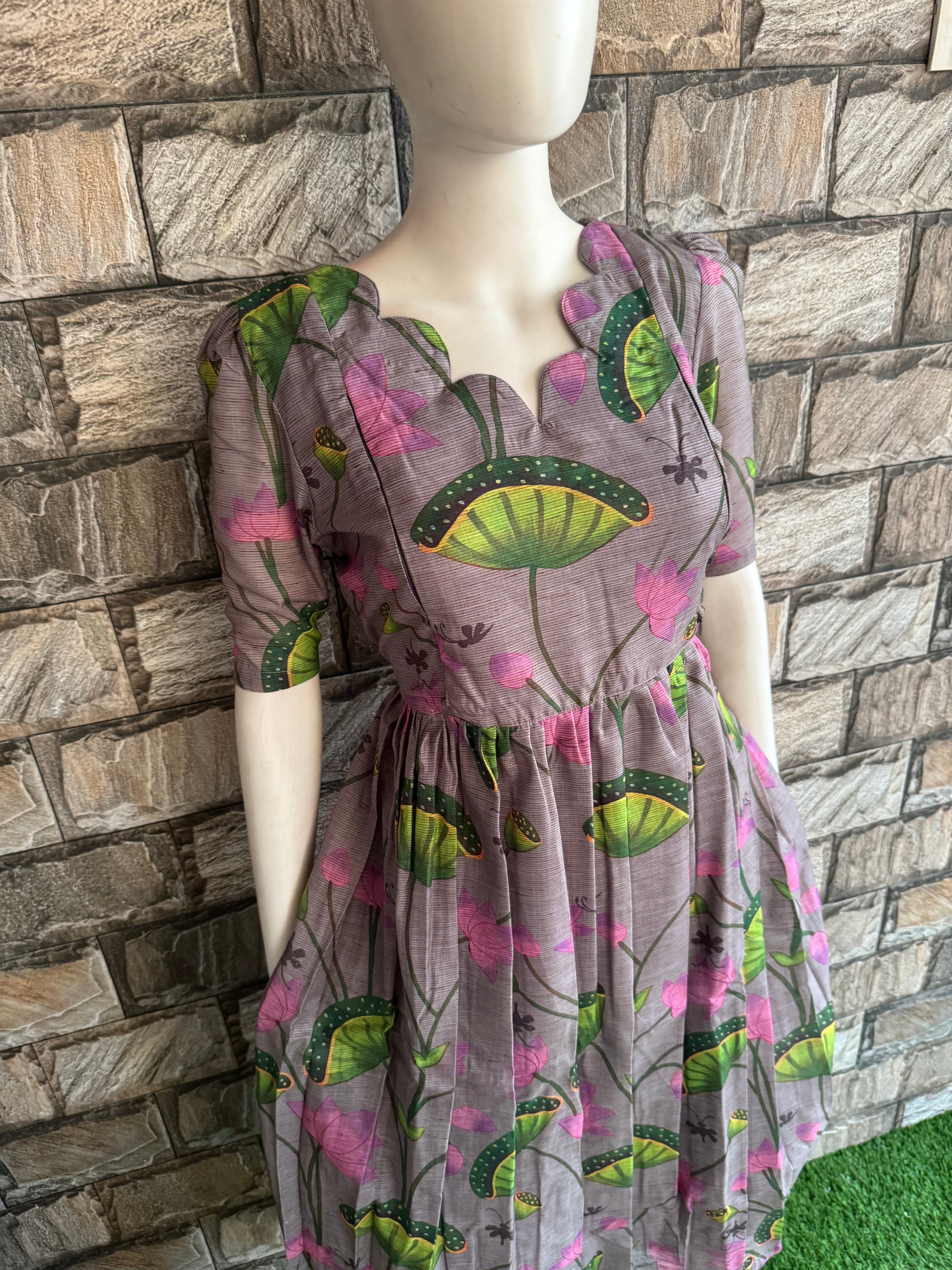 Linen Soft Cotton Maternity maxi Lotus