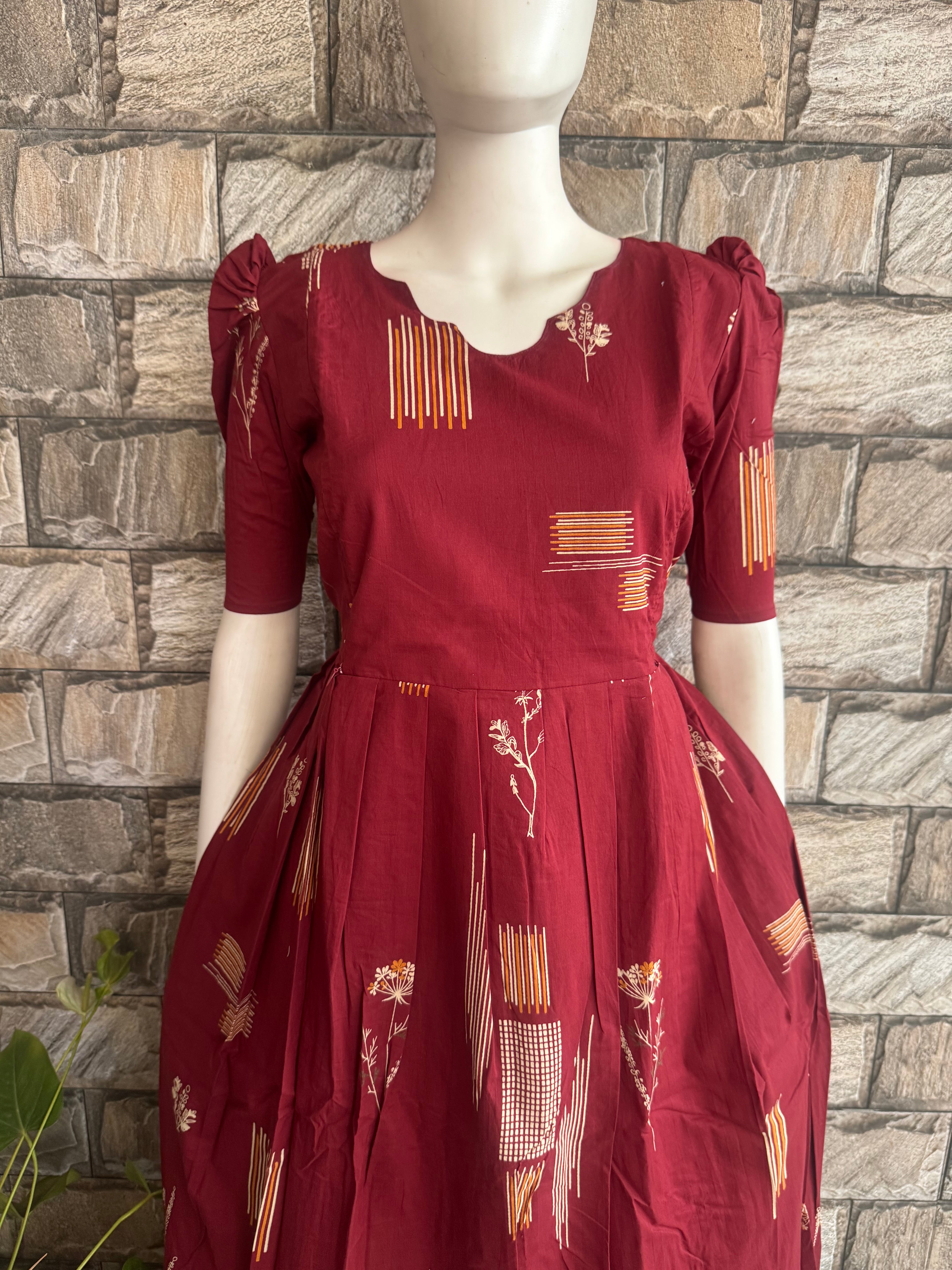 Maroon blish soft cotton Maternity maxi