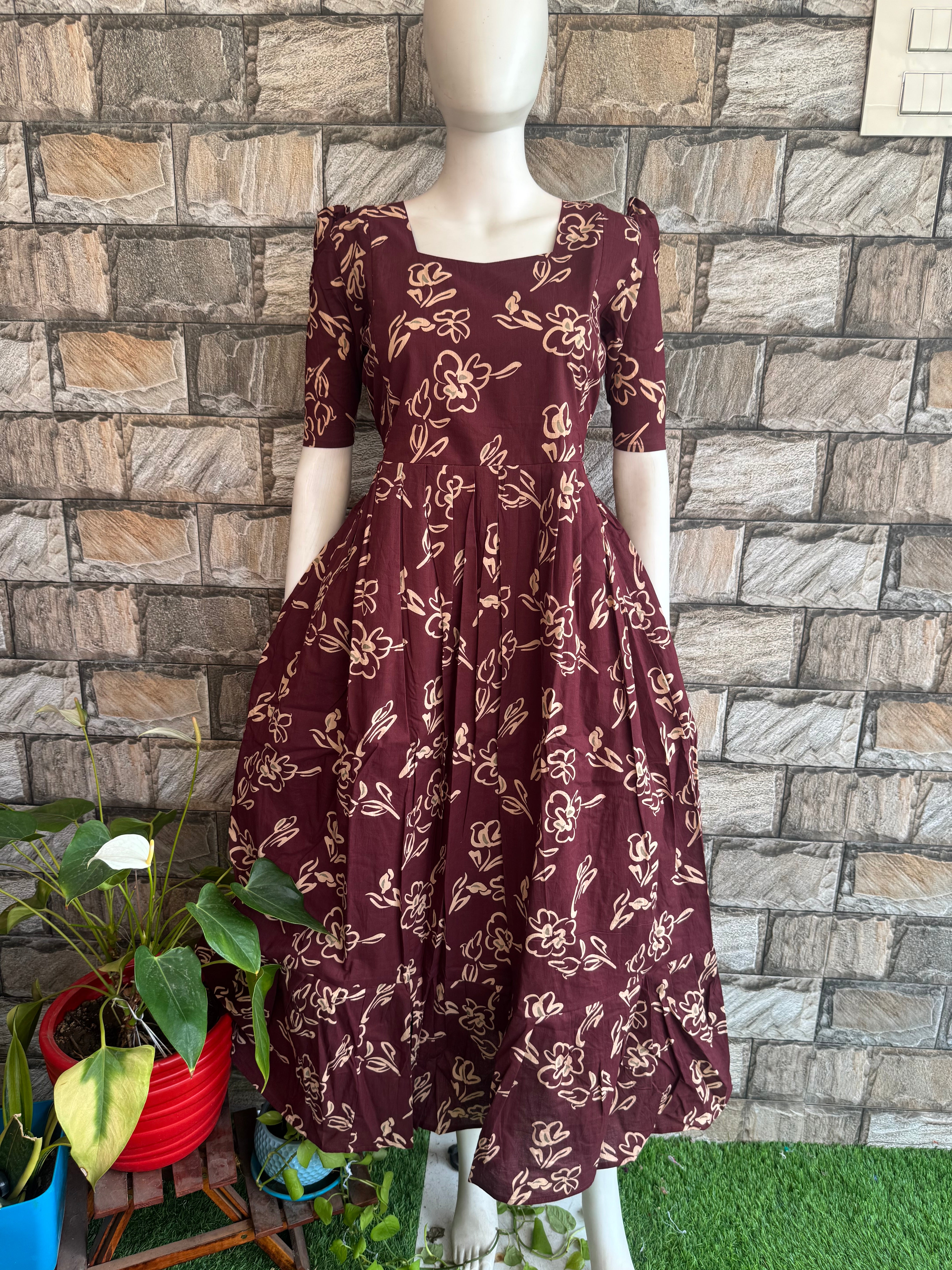 Brick brown peel soft cotton Maternity maxi
