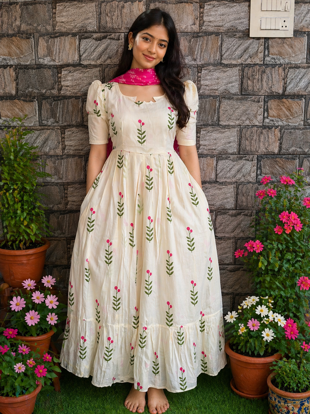 Blossom cotton Maternity maxi