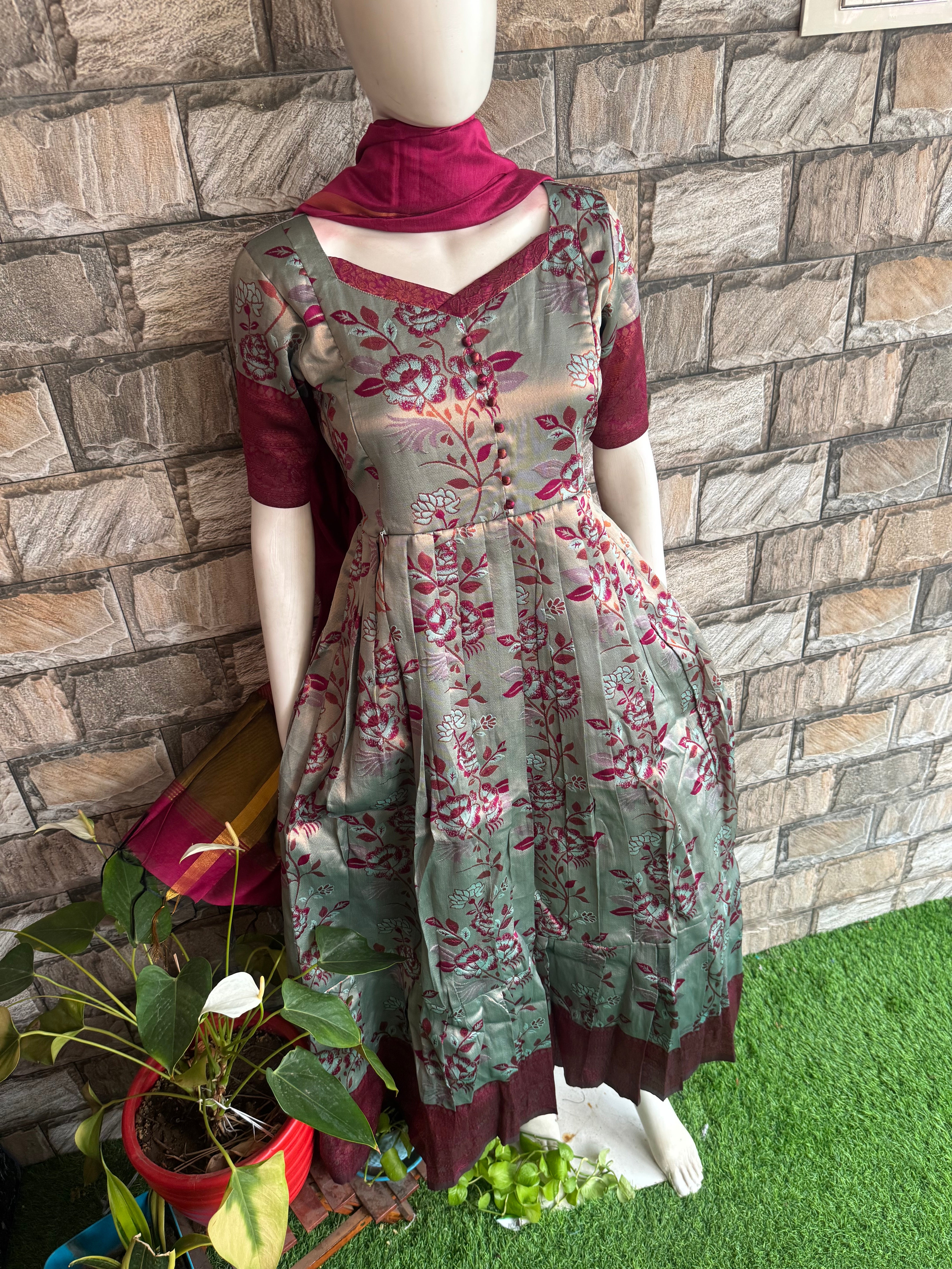 Festive wear Maternity Banarasi silk maxi