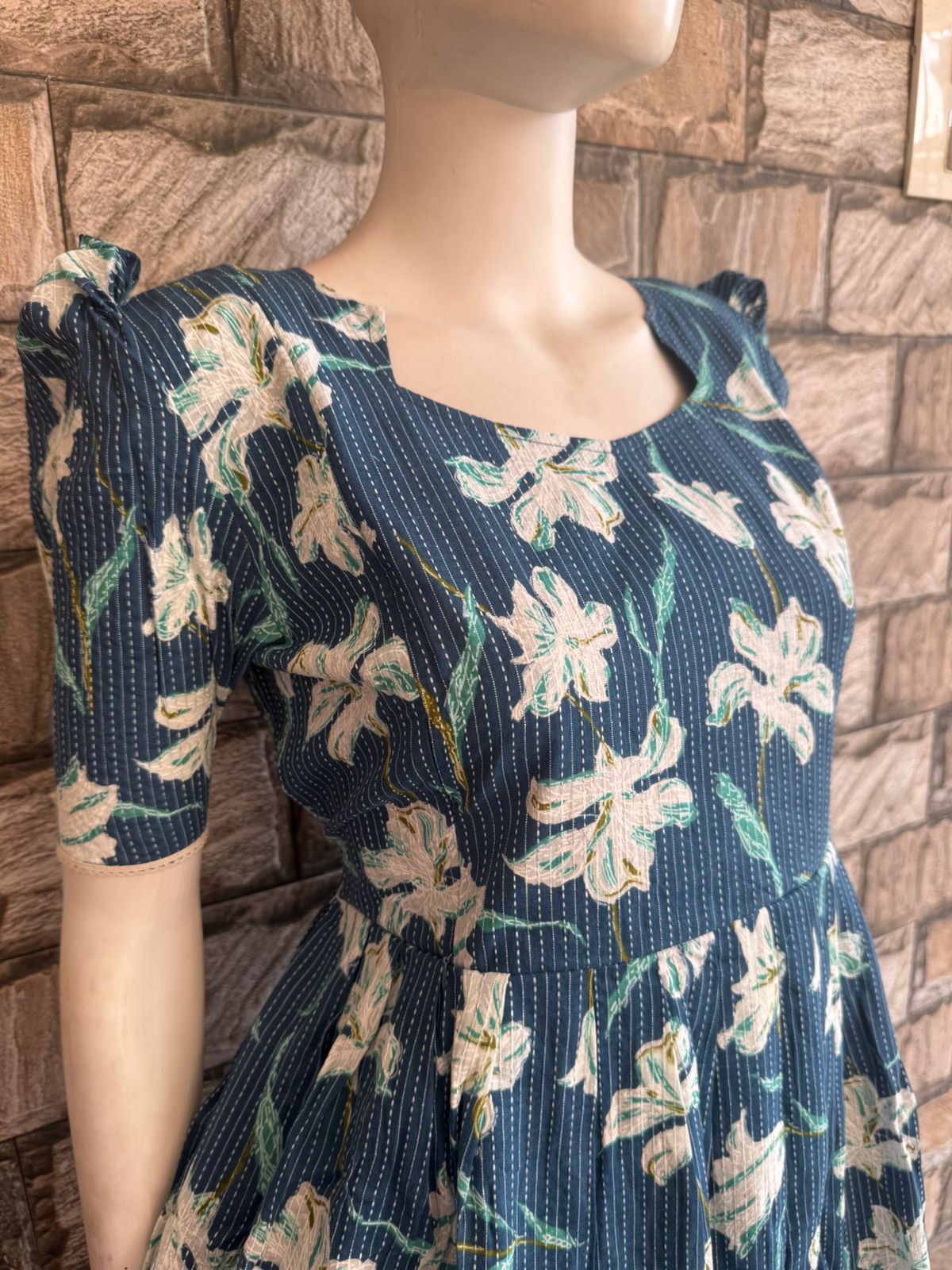 blue flower kanta cotton maxi