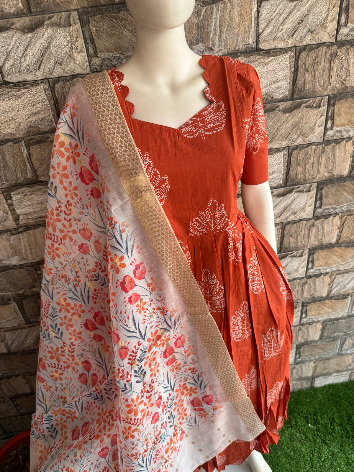 Soft cotton Maternity maxi with dupatta