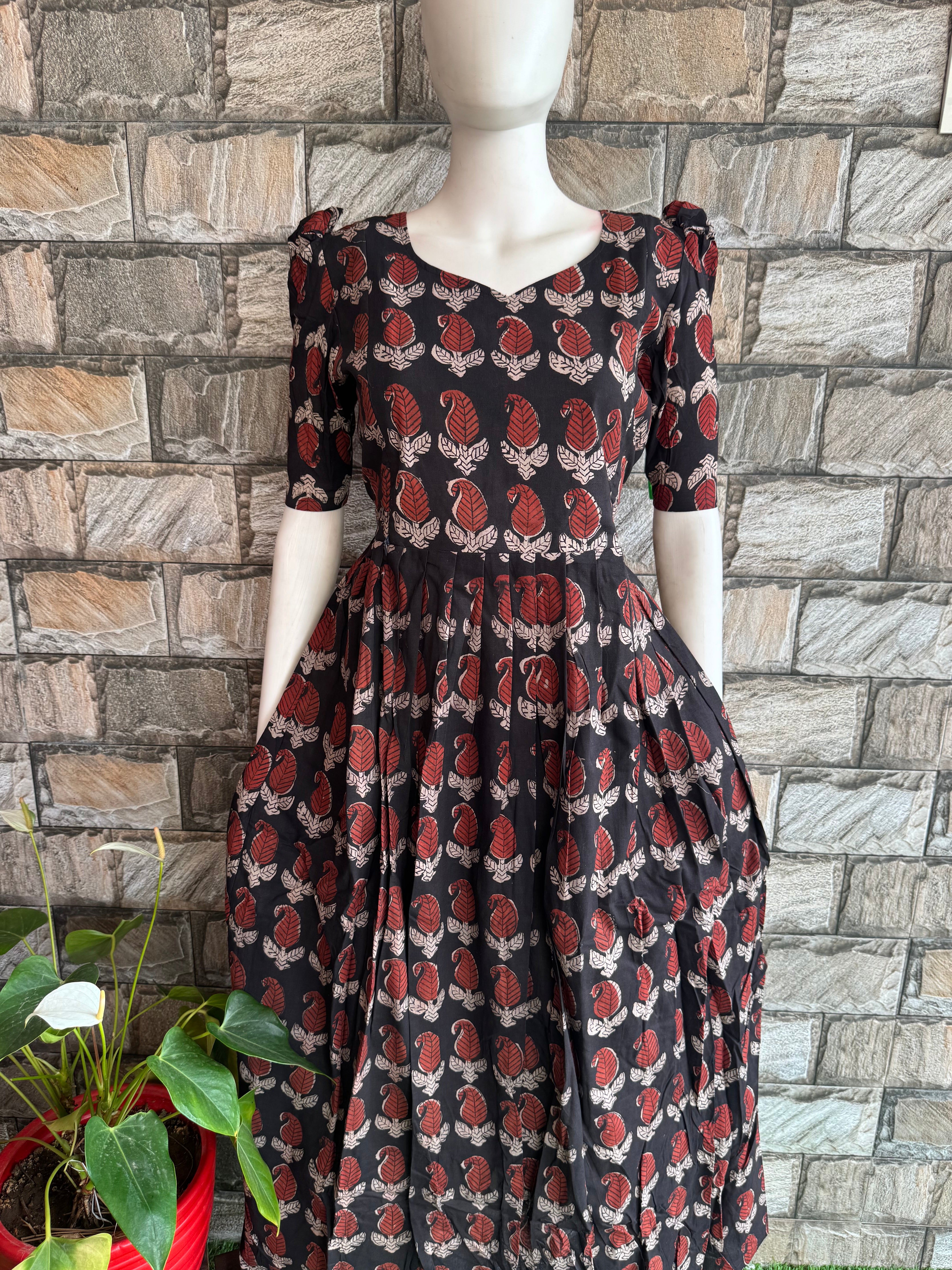 Black Baguru Handblock soft cotton Maternity maxi